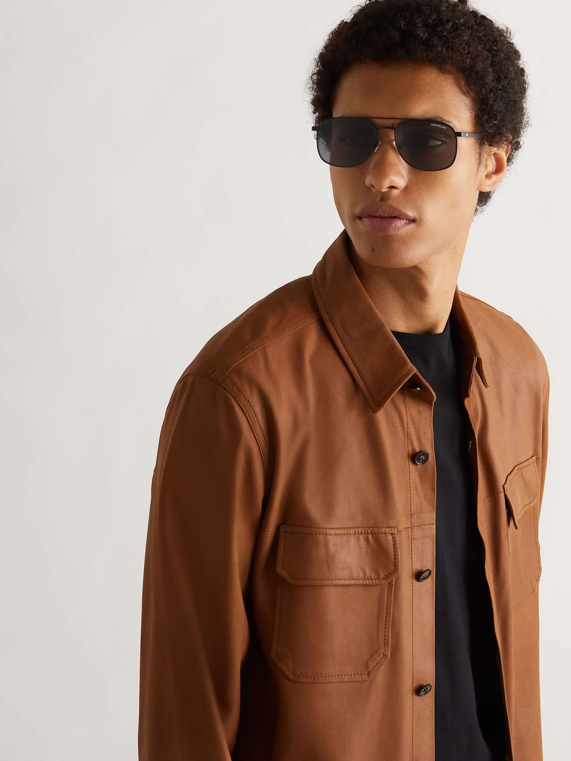 MONTBLANC Aviator-Style Gold-Tone Sunglasses