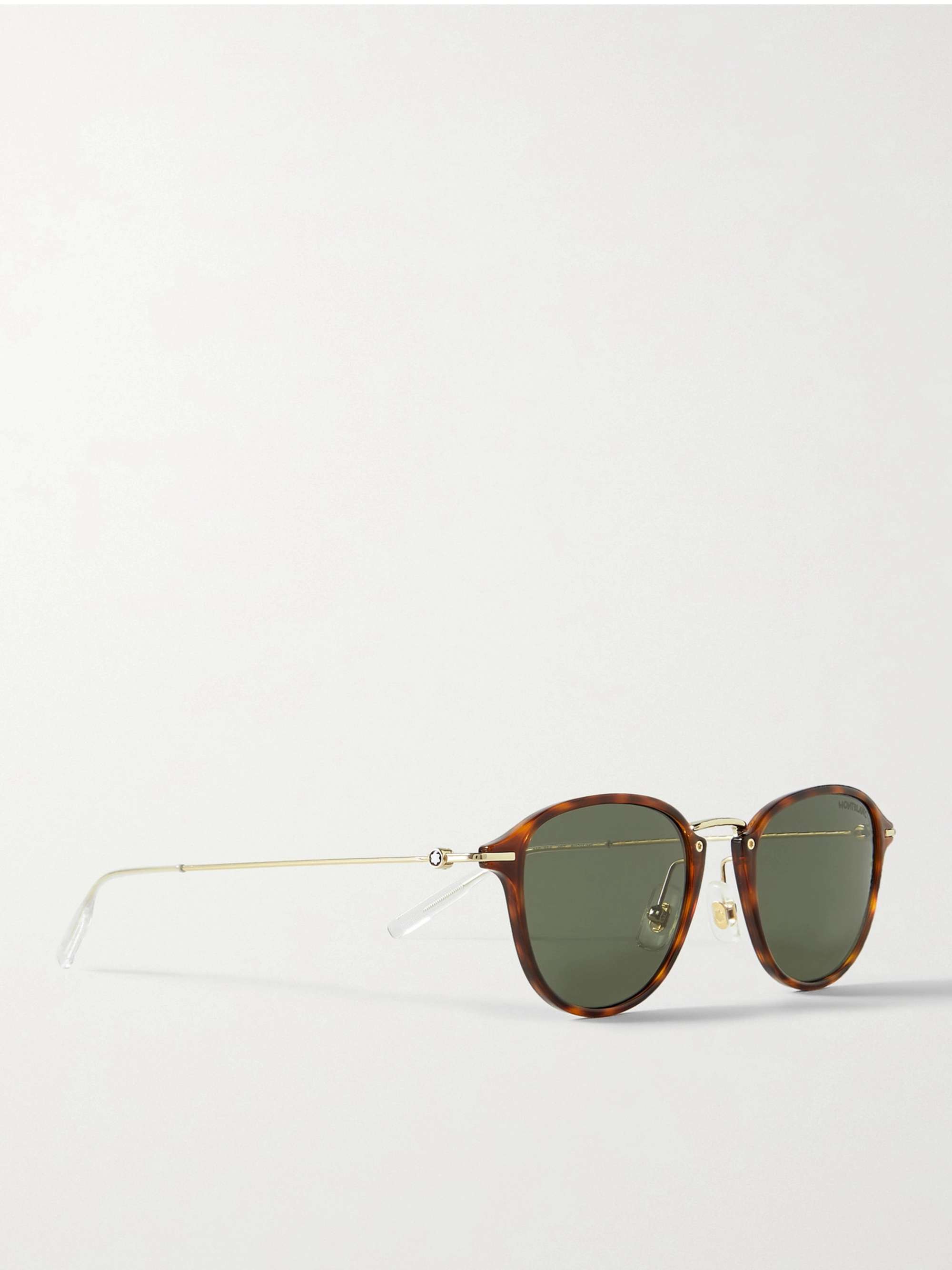 MONTBLANC Round-Frame Tortoiseshell Acetate and Gold-Tone Sunglasses