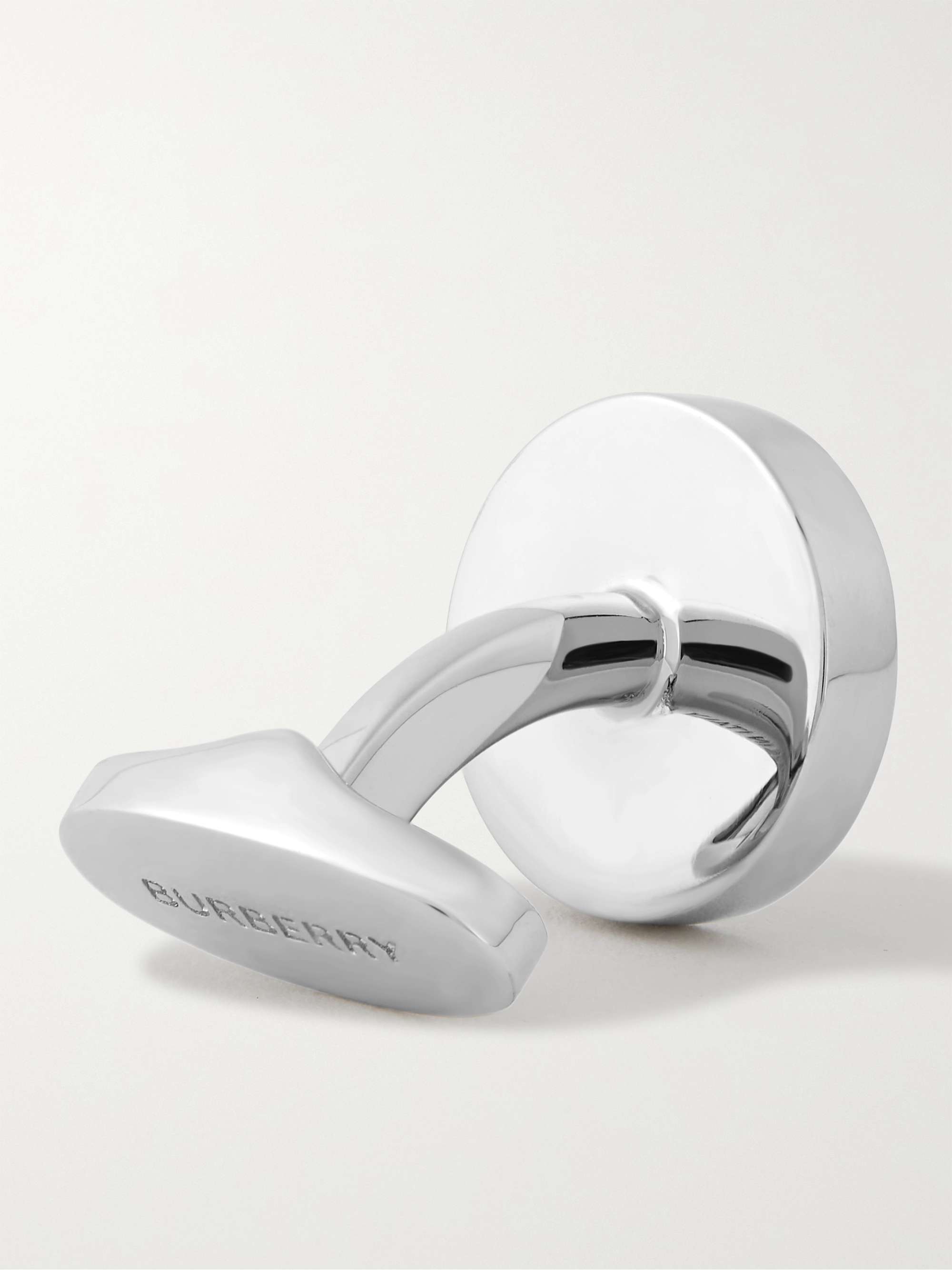 BURBERRY Logo-Engraved Palladium-Plated Cufflinks