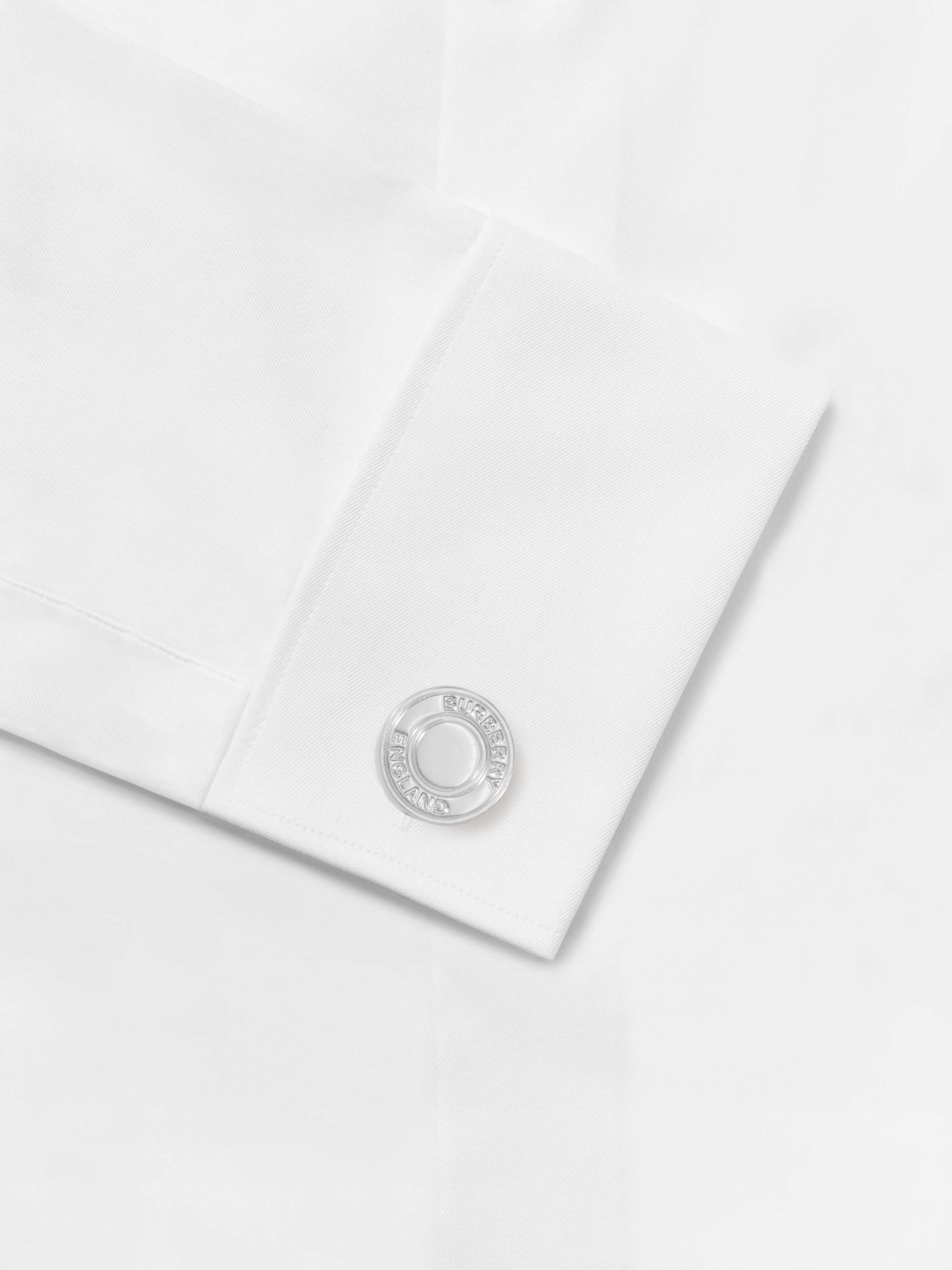 BURBERRY Logo-Engraved Palladium-Plated Cufflinks