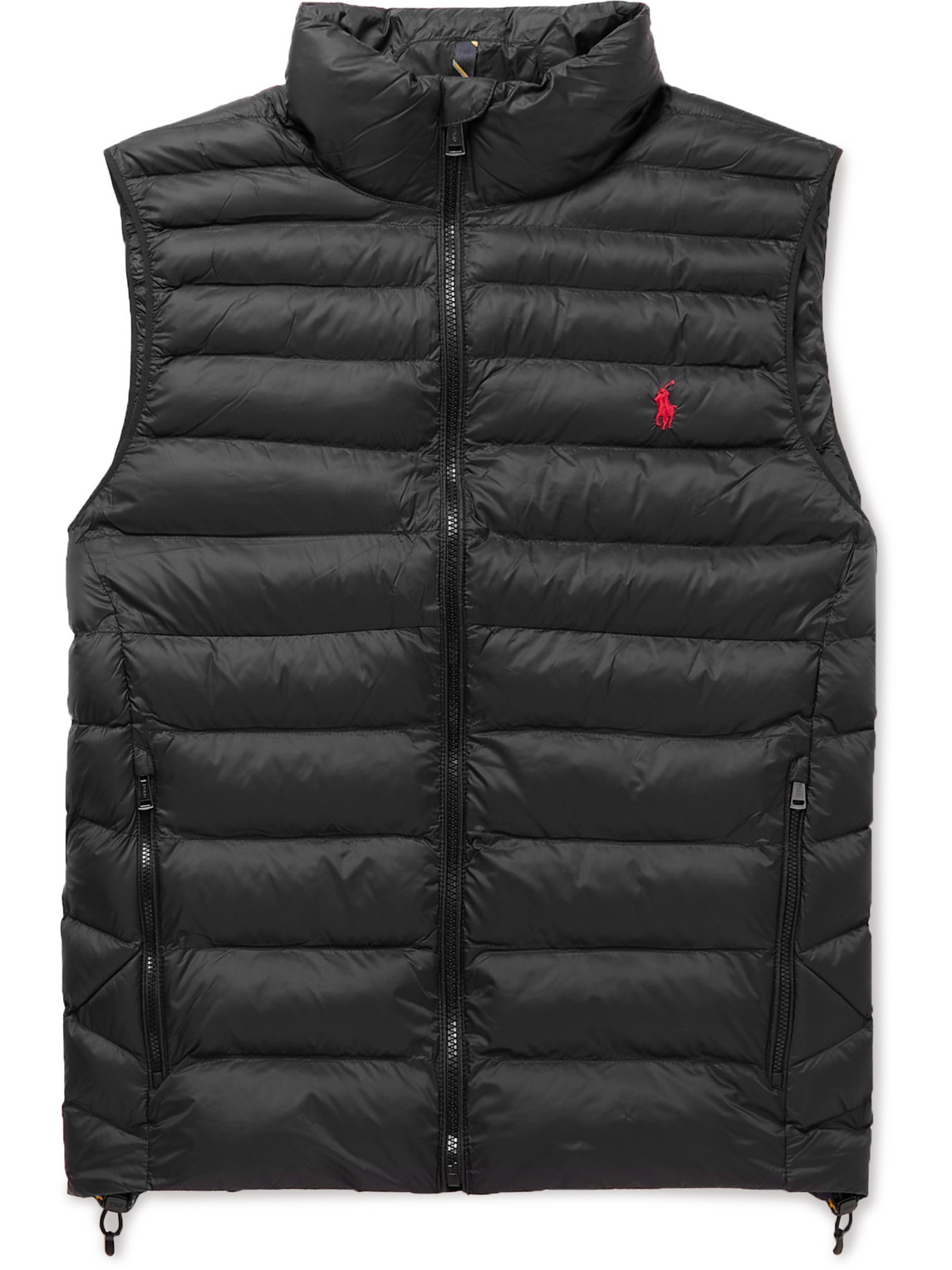Shop Polo Ralph Lauren Logo-embroidered Quilted Padded Recycled Nylon Gilet In Black