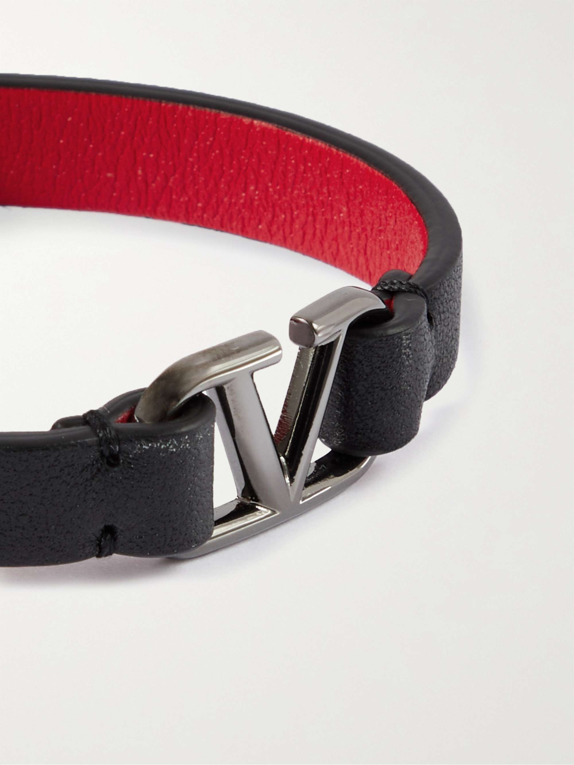 VALENTINO GARAVANI Valentino Garavani Ruthenium and Leather Bracelet