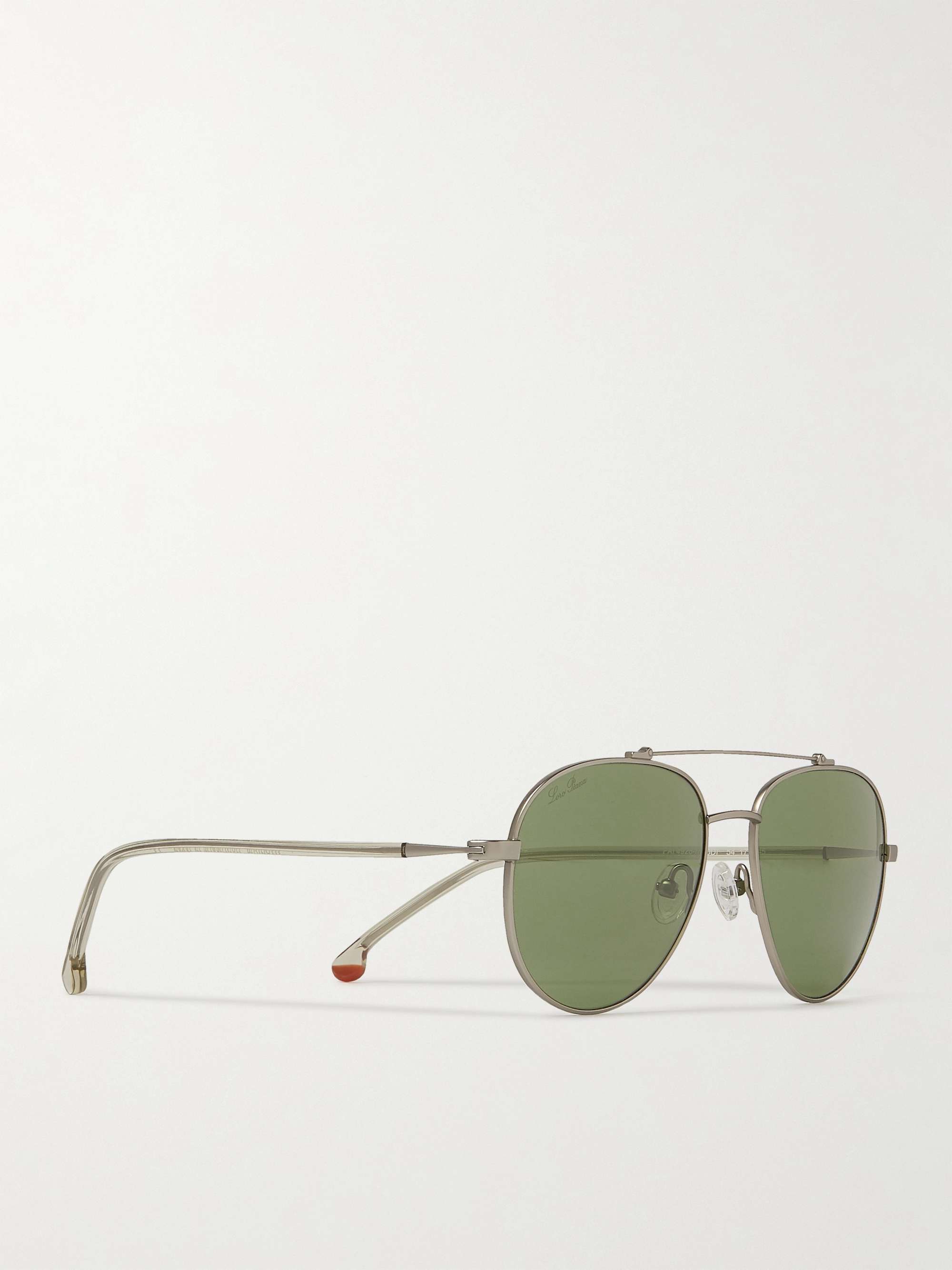 LORO PIANA Roadster 54 Aviator-Style Gold-Tone Titanium and Acetate Polarised Sunglasses
