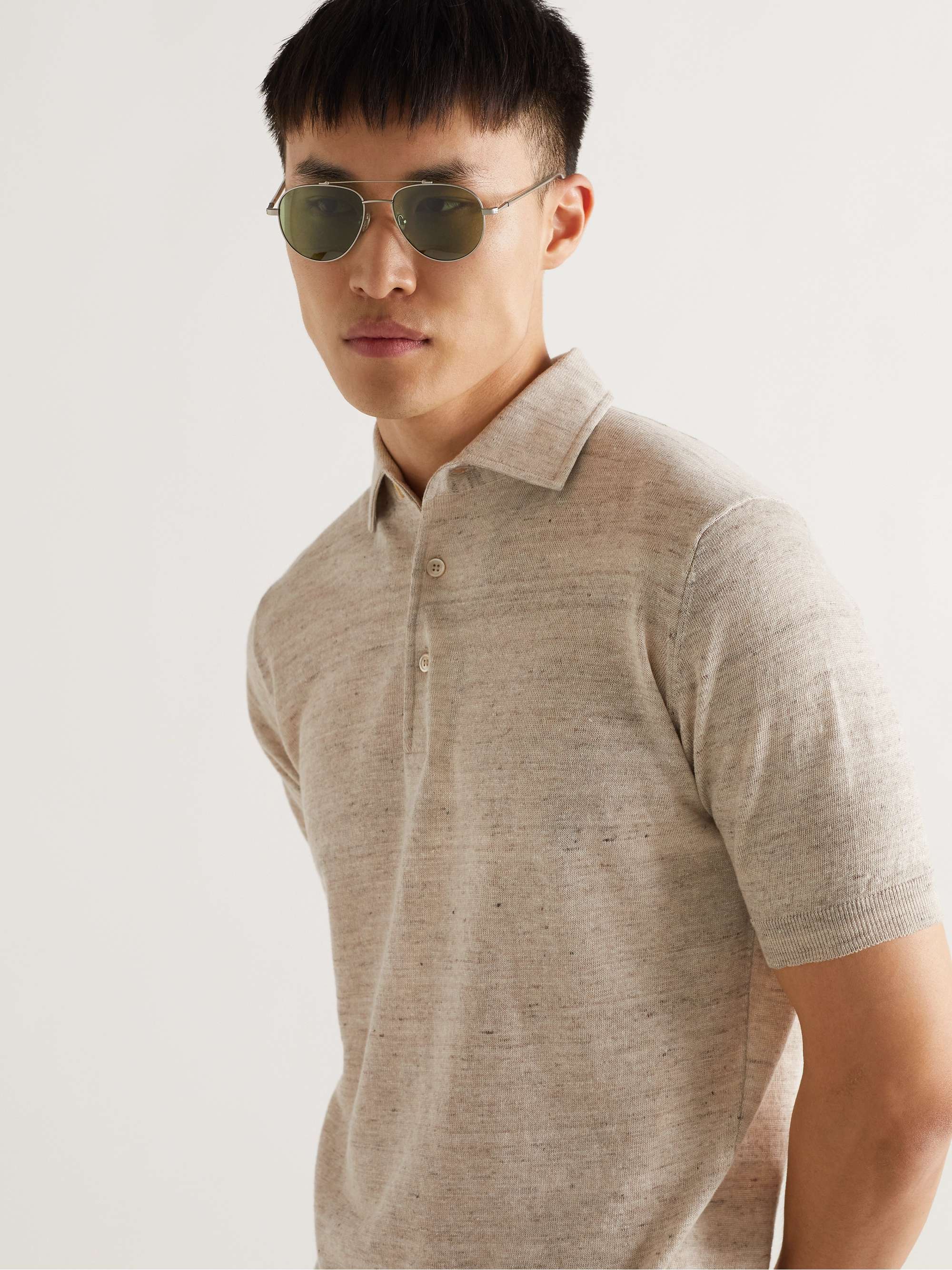LORO PIANA Roadster 54 Aviator-Style Gold-Tone Titanium and Acetate Polarised Sunglasses