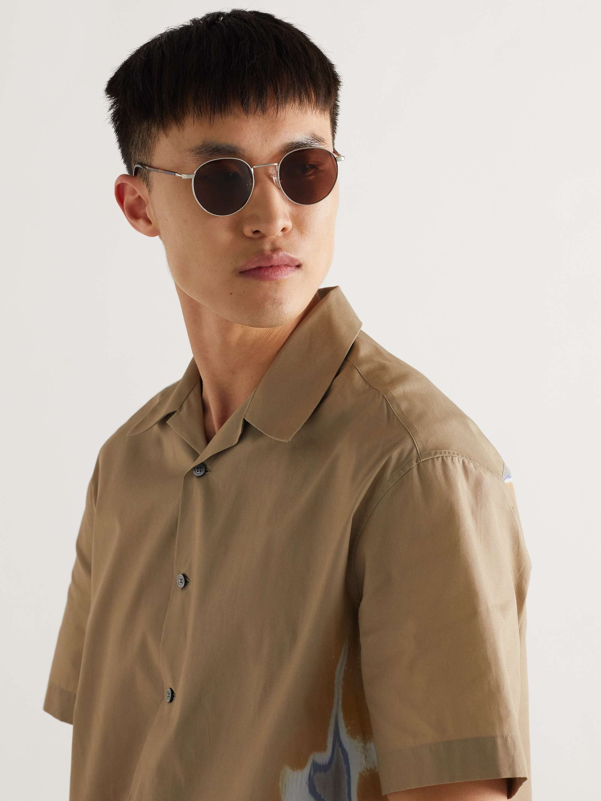LORO PIANA Weekend Round-Frame Silver-Tone Titanium and Tortoiseshell Acetate Polarised Sunglasses