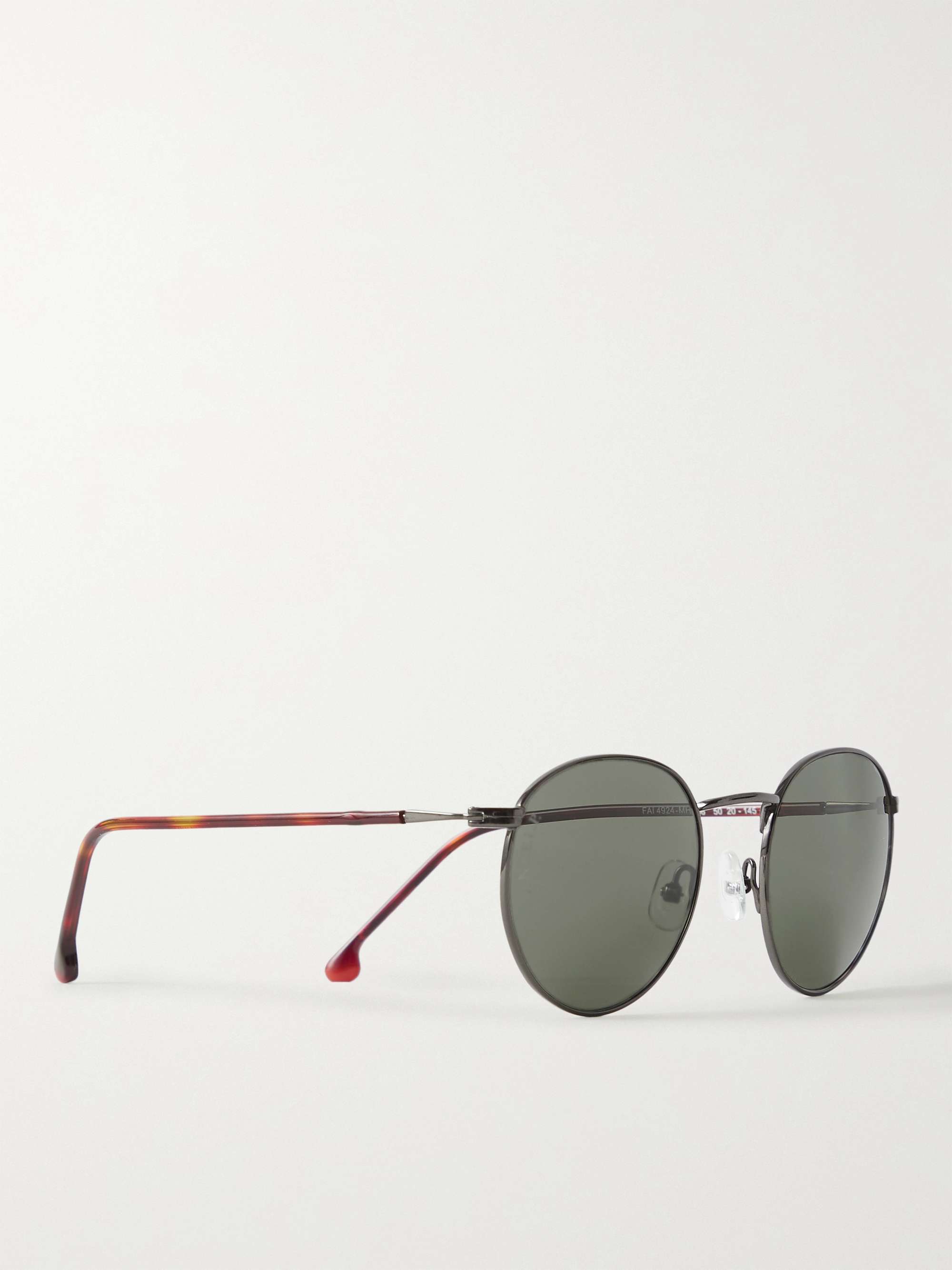 LORO PIANA Weekend Round-Frame Silver-Tone Titanium and Tortoiseshell Acetate Polarised Sunglasses