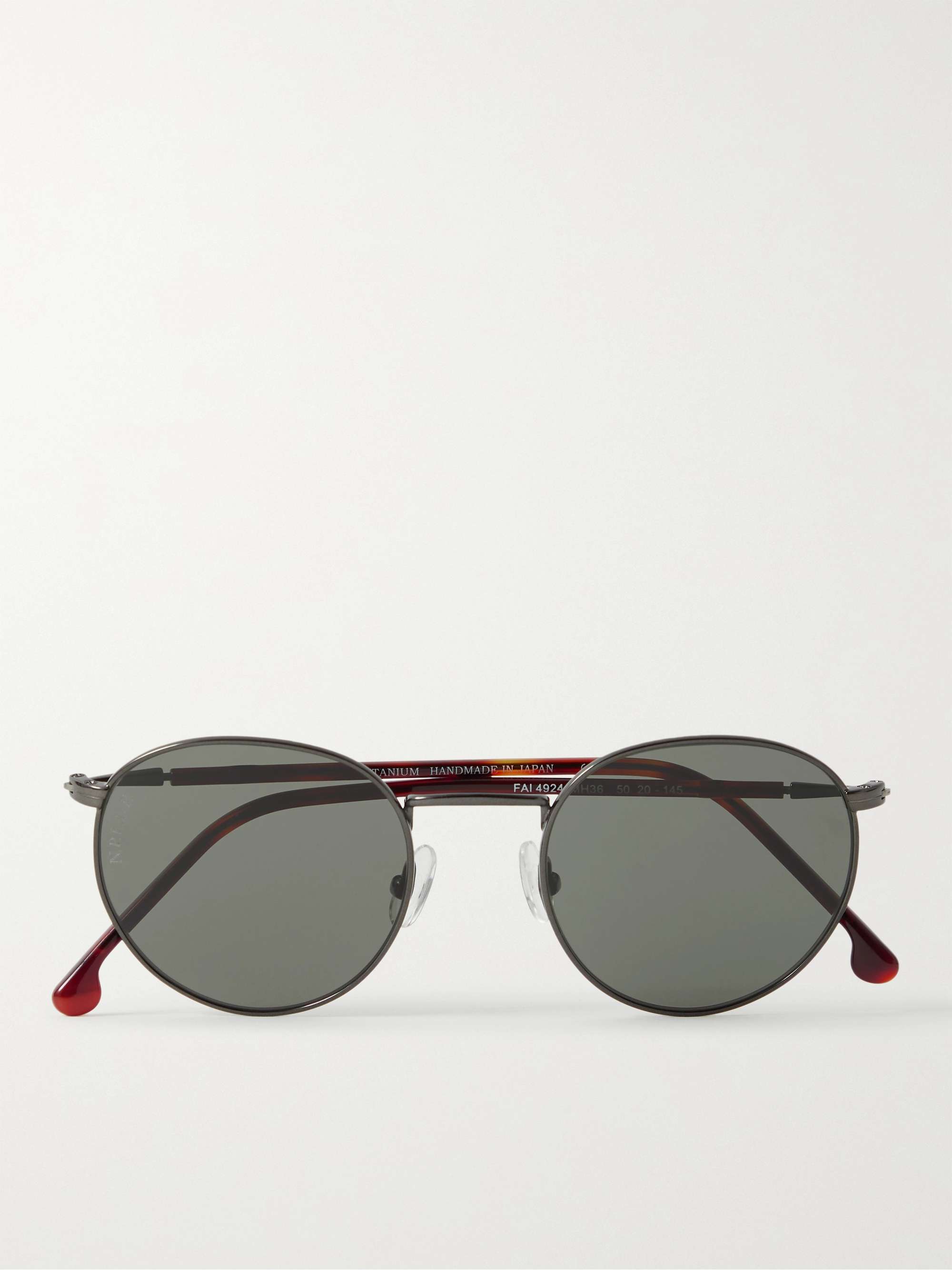 LORO PIANA Weekend Round-Frame Silver-Tone Titanium and Tortoiseshell Acetate Polarised Sunglasses