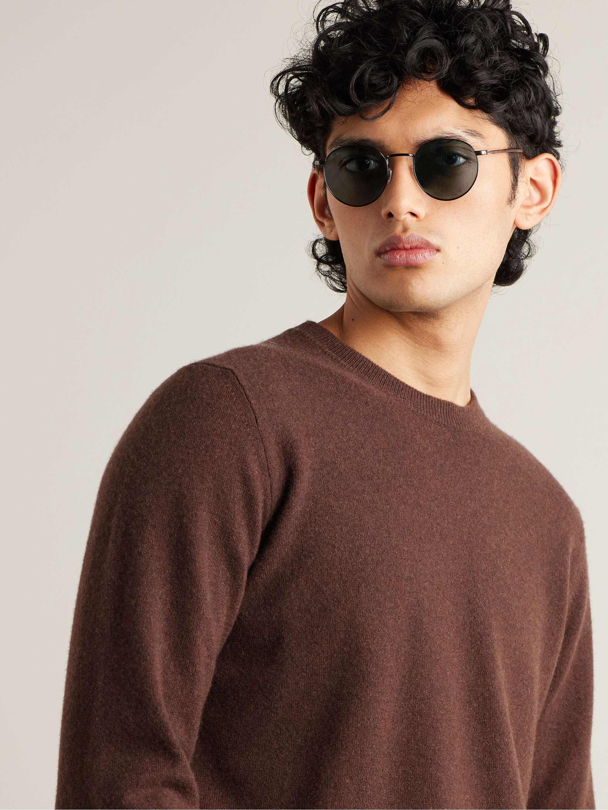 LORO PIANA Weekend Round-Frame Silver-Tone Titanium and Tortoiseshell Acetate Polarised Sunglasses