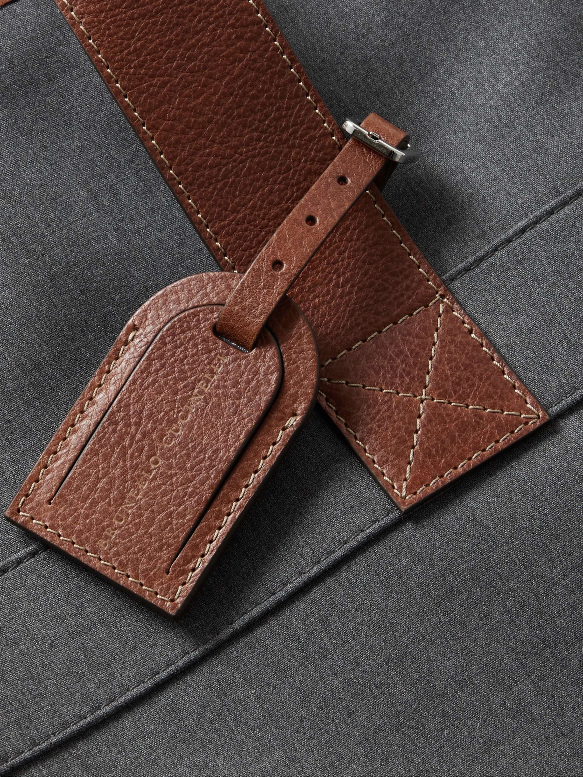 BRUNELLO CUCINELLI Leather-Trimmed Logo-Print Canvas Garment Bag