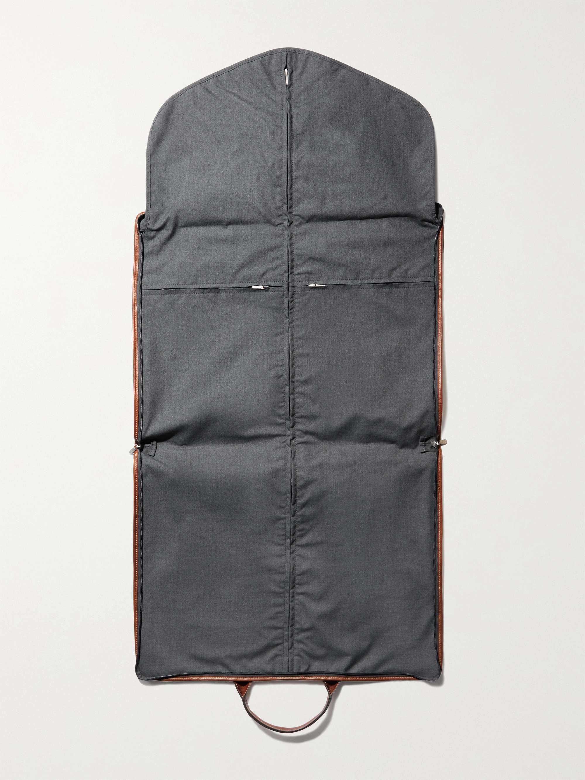 BRUNELLO CUCINELLI Leather-Trimmed Logo-Print Canvas Garment Bag