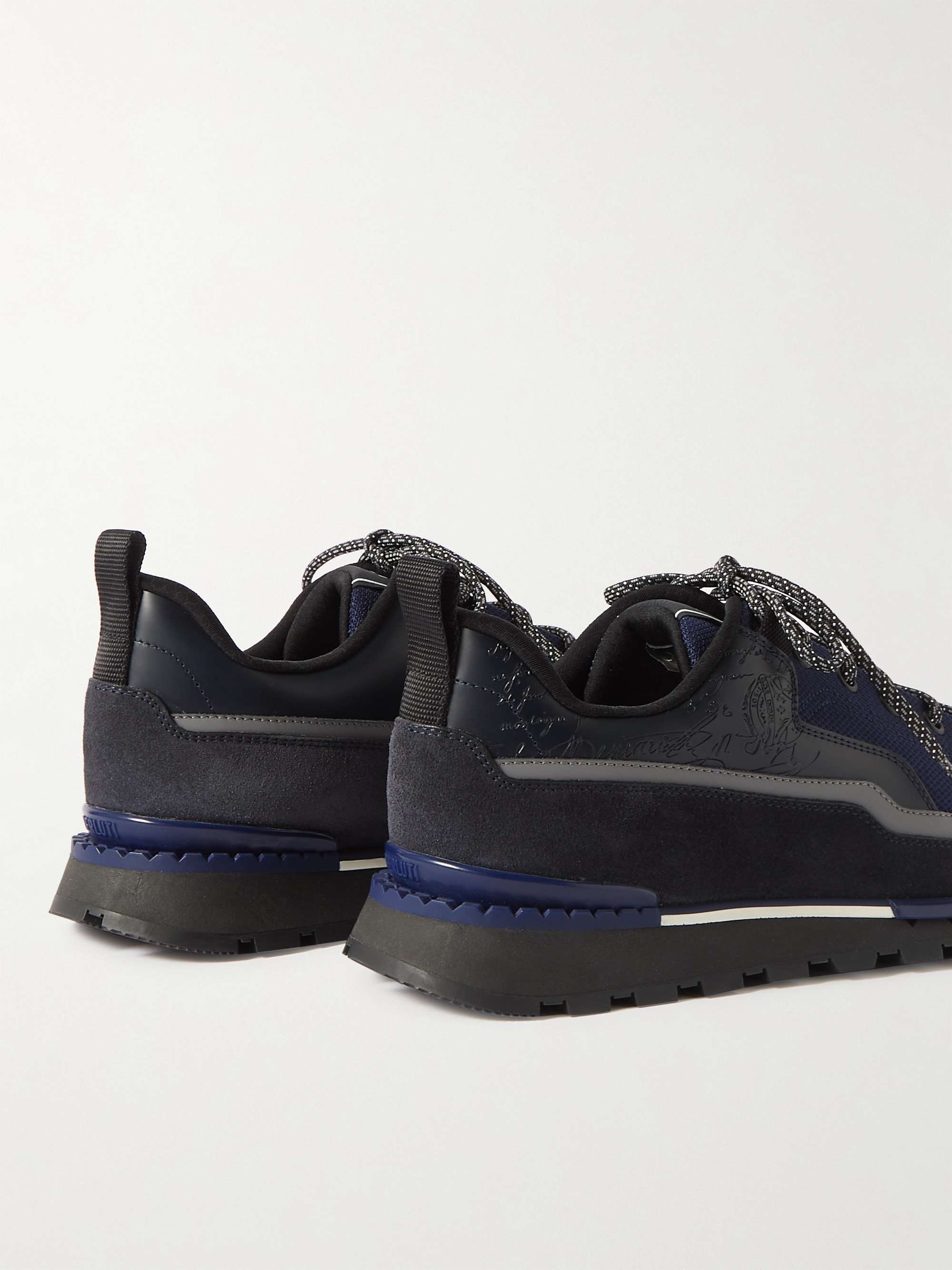 BERLUTI Fast Treck Suede-Trimmed Venezia Leather and Nylon Sneakers