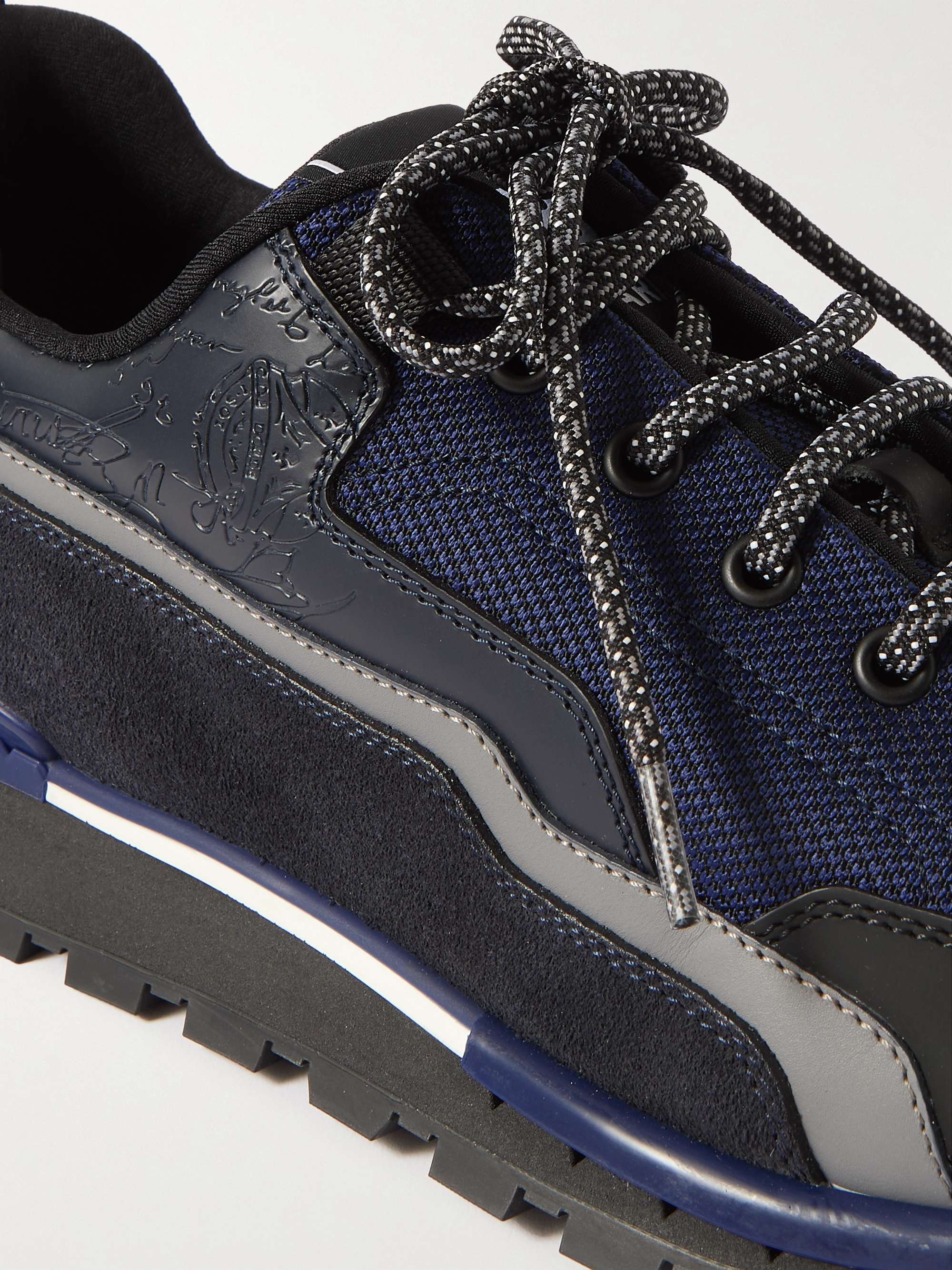 BERLUTI Fast Treck Suede-Trimmed Venezia Leather and Nylon Sneakers