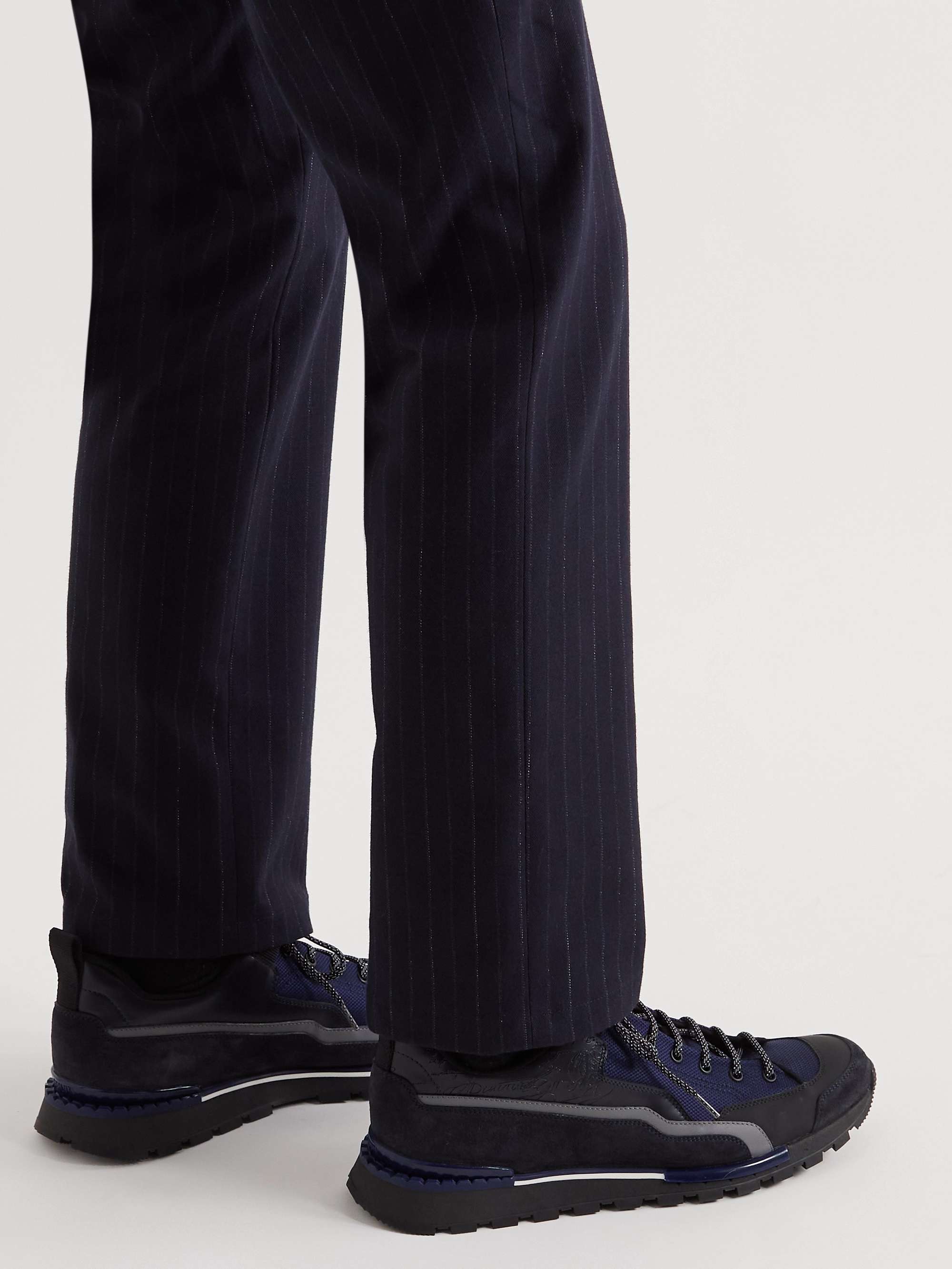 BERLUTI Fast Treck Suede-Trimmed Venezia Leather and Nylon Sneakers