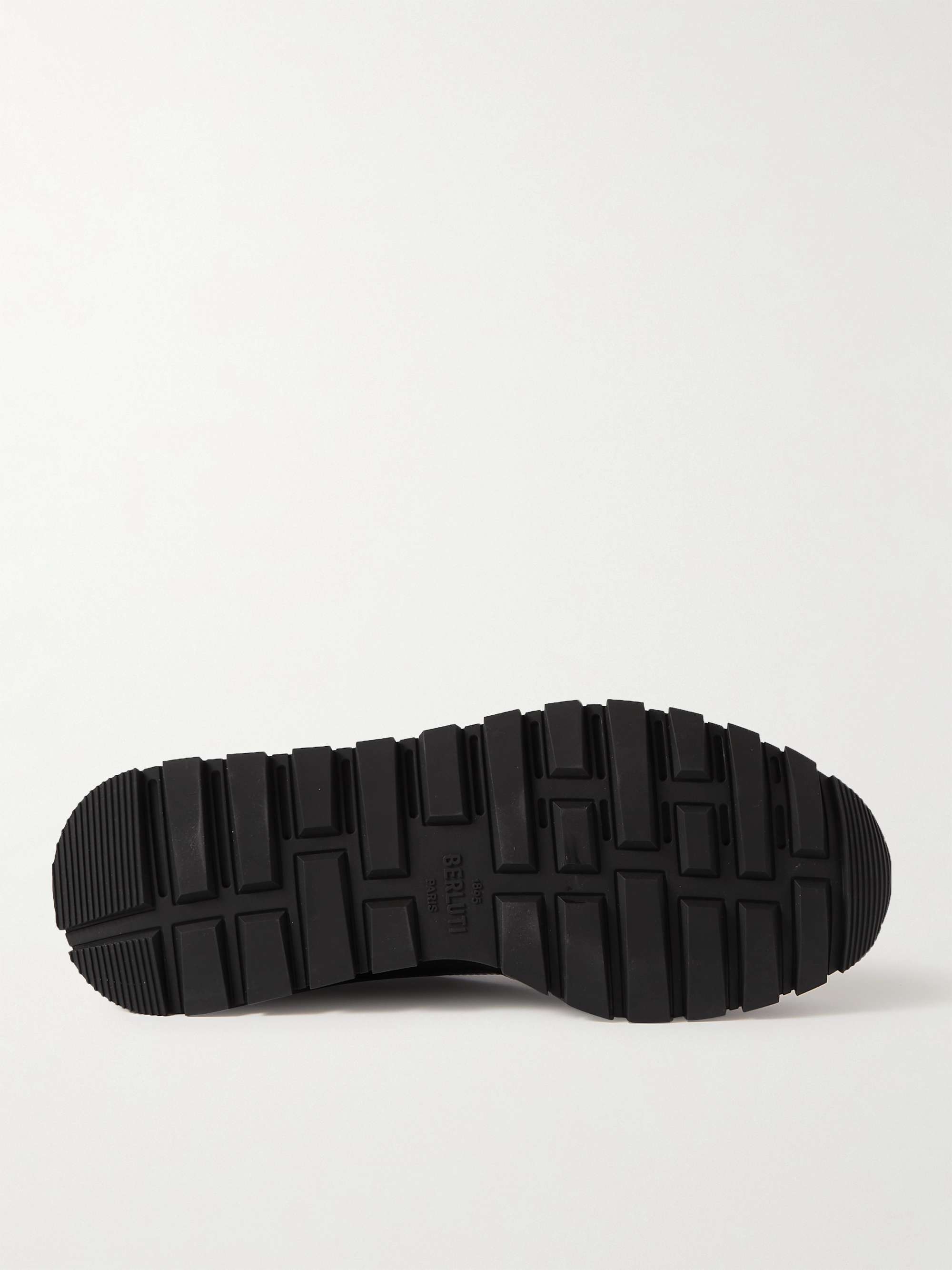 BERLUTI Fast Treck Suede-Trimmed Venezia Leather and Nylon Sneakers