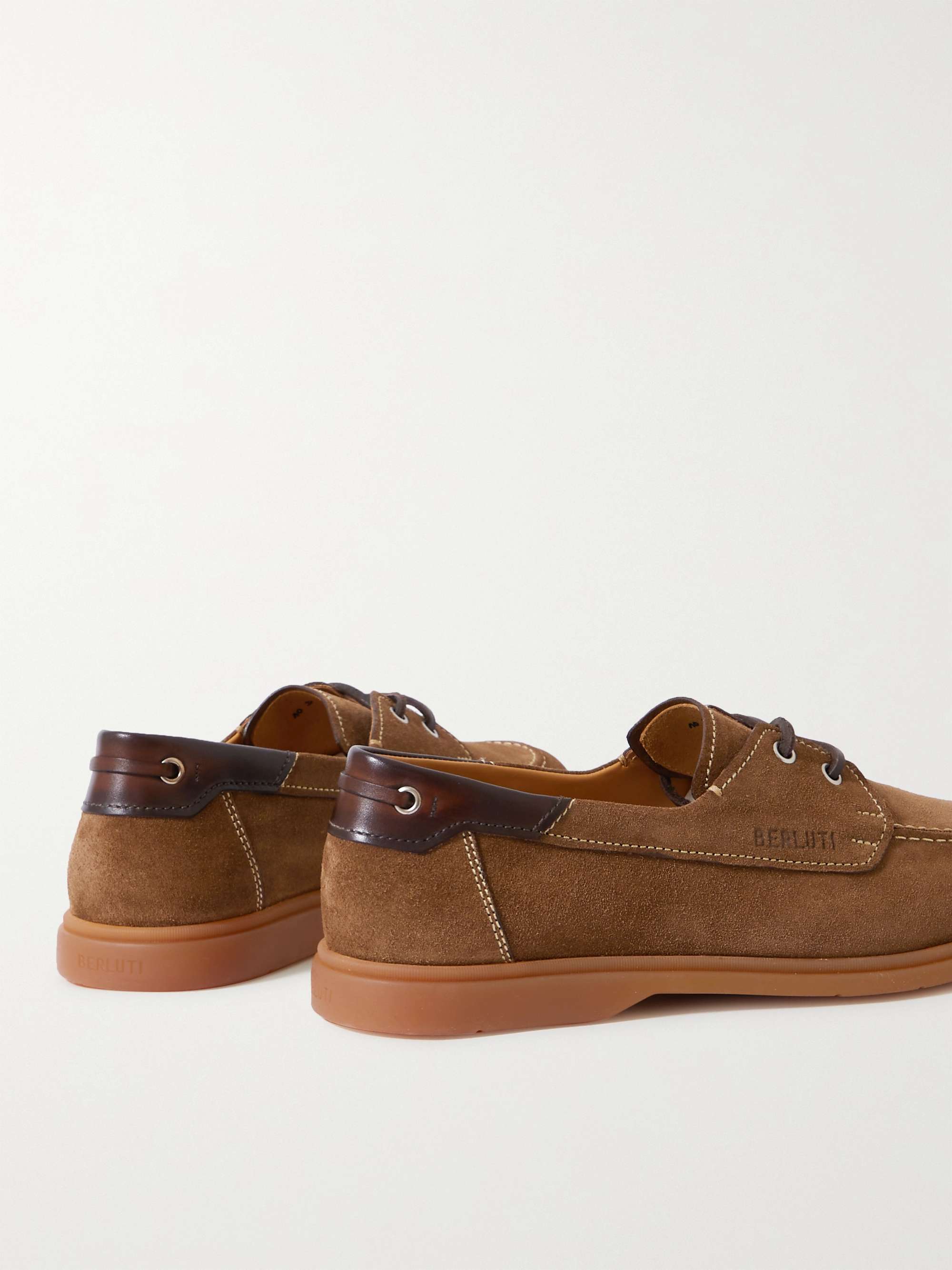 BERLUTI Latitude Leather-Trimmed Suede Boat Shoes