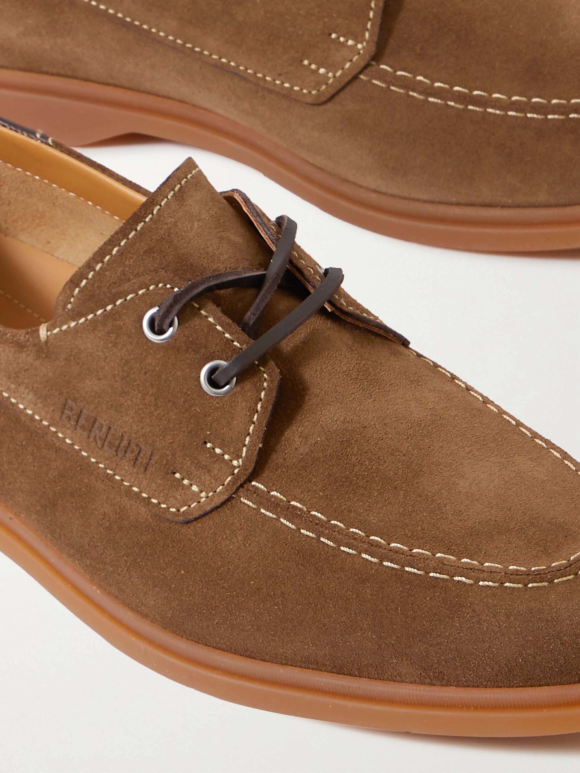BERLUTI Latitude Leather-Trimmed Suede Boat Shoes