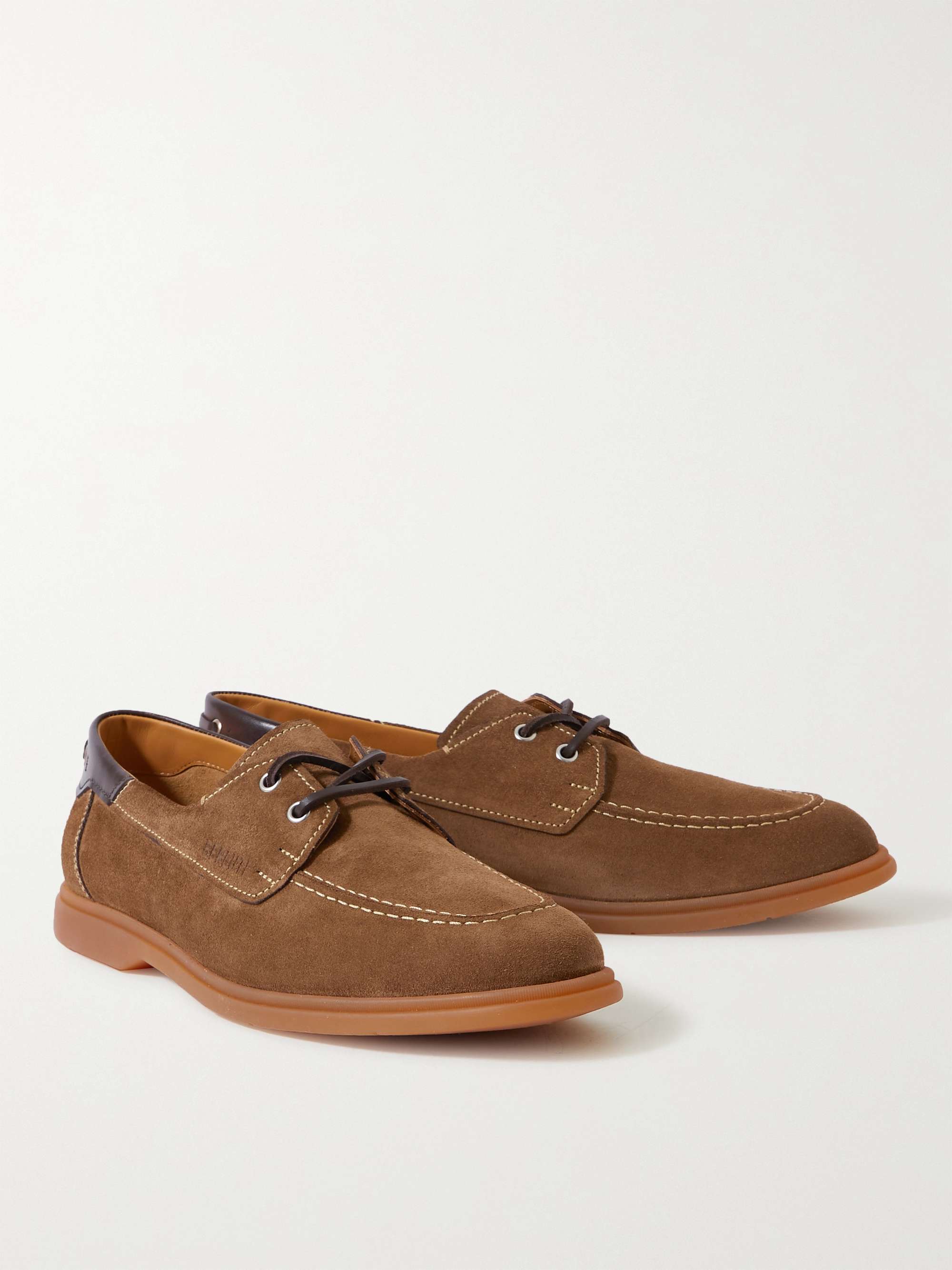 BERLUTI Latitude Leather-Trimmed Suede Boat Shoes
