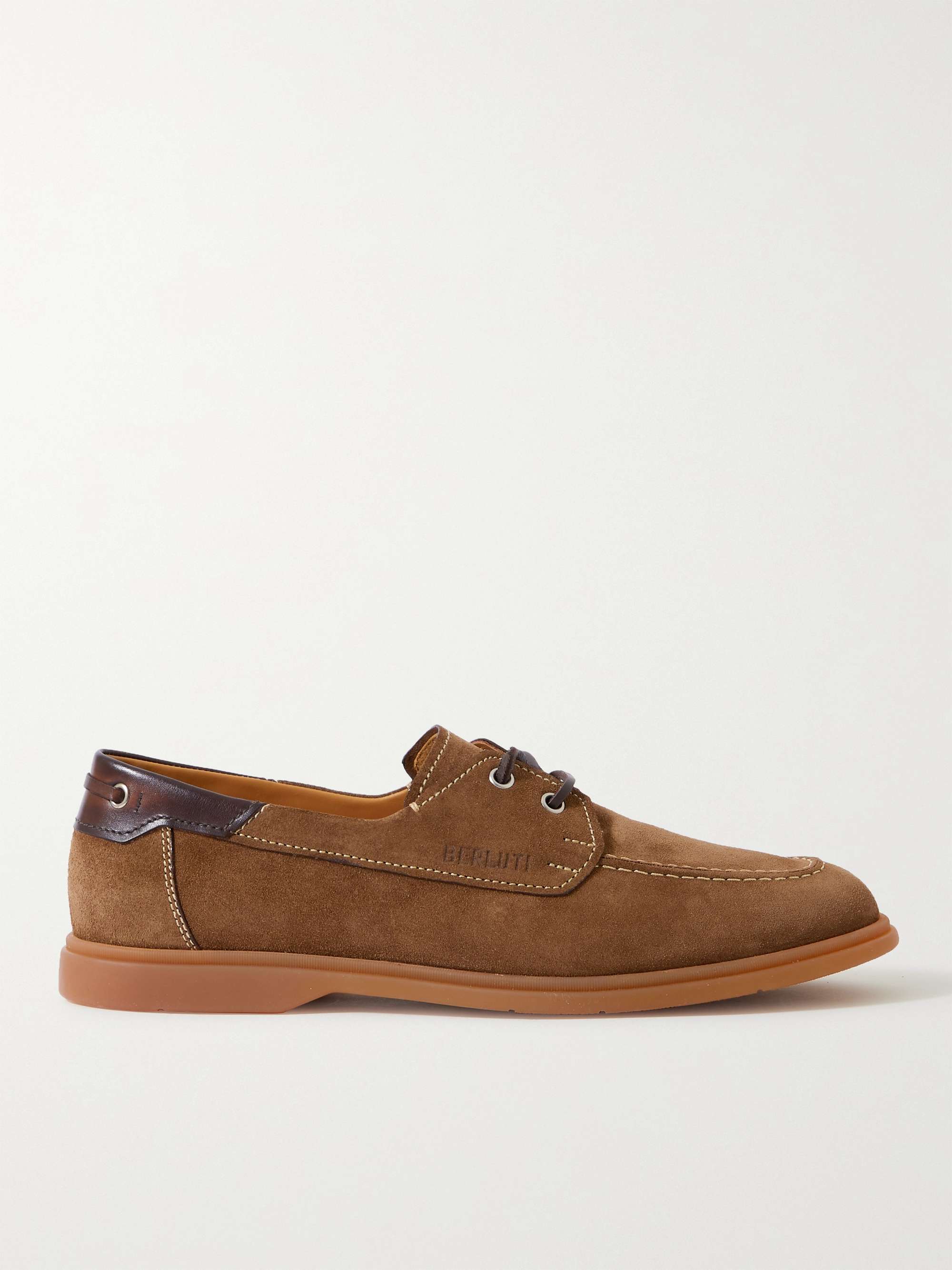 BERLUTI Latitude Leather-Trimmed Suede Boat Shoes