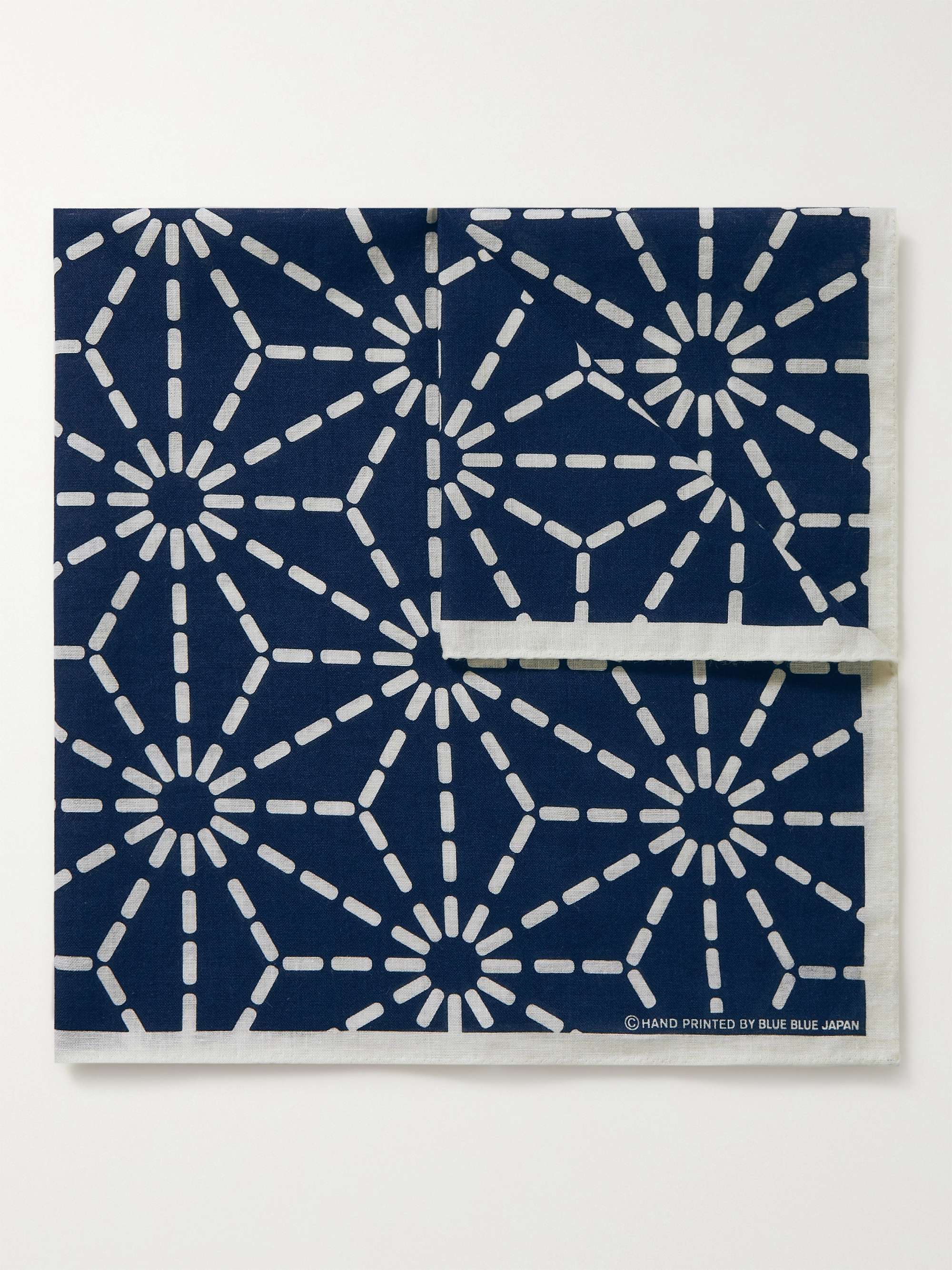 BLUE BLUE JAPAN Printed Indigo-Dyed Cotton Pocket Square