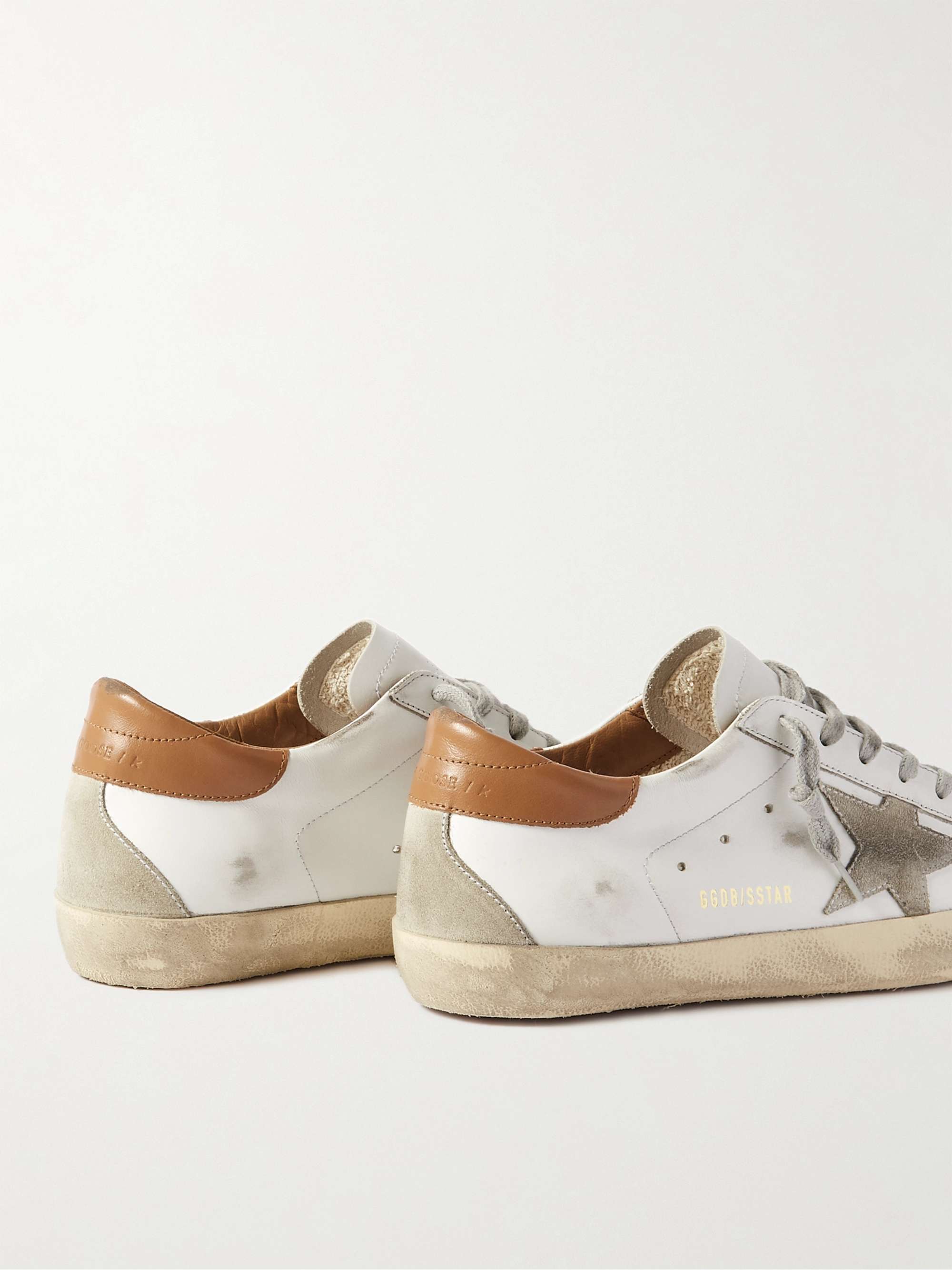 GOLDEN GOOSE Superstar Distressed Leather and Suede Sneakers