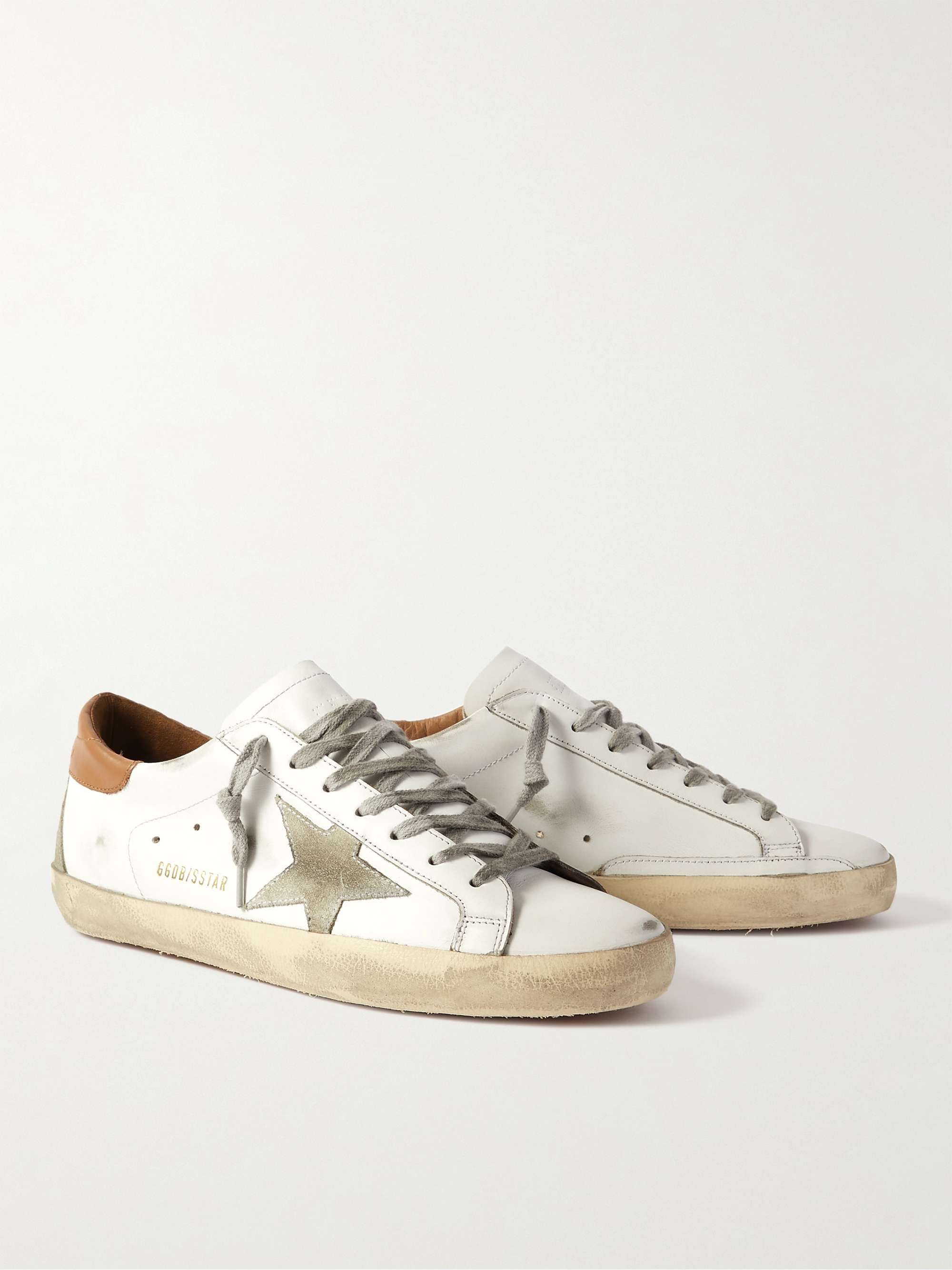 GOLDEN GOOSE Superstar Distressed Leather and Suede Sneakers
