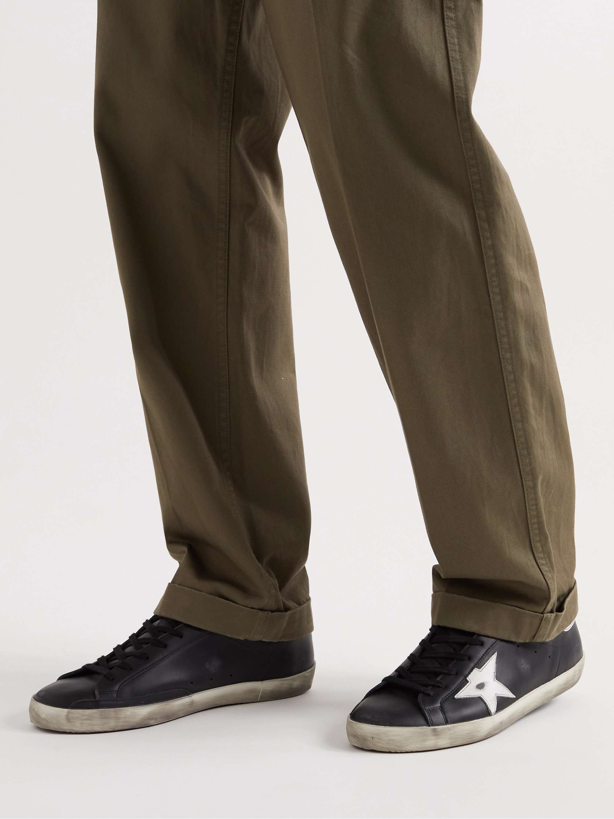 GOLDEN GOOSE Superstar Distressed Leather and Suede Sneakers