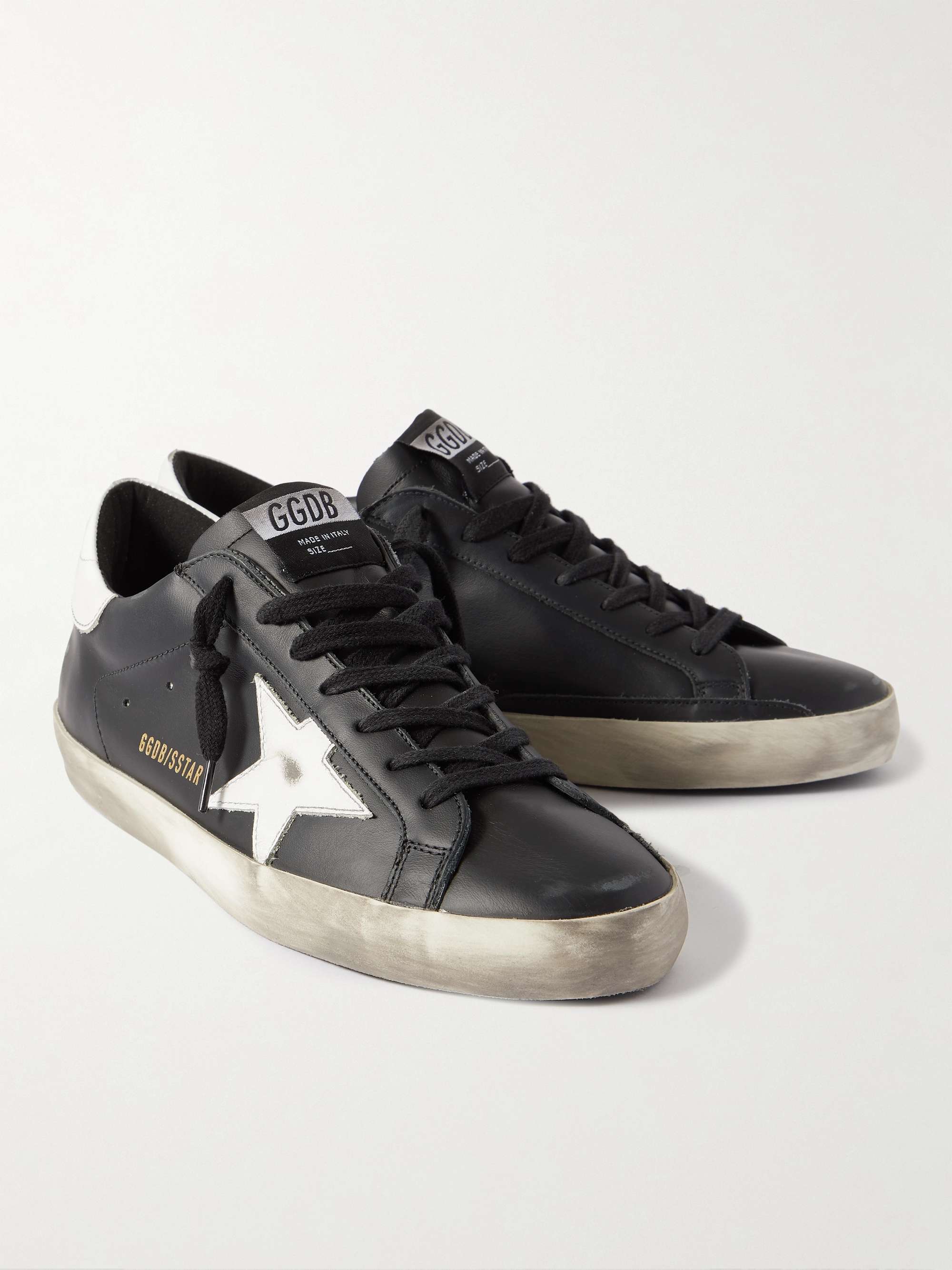 GOLDEN GOOSE Superstar Distressed Leather and Suede Sneakers