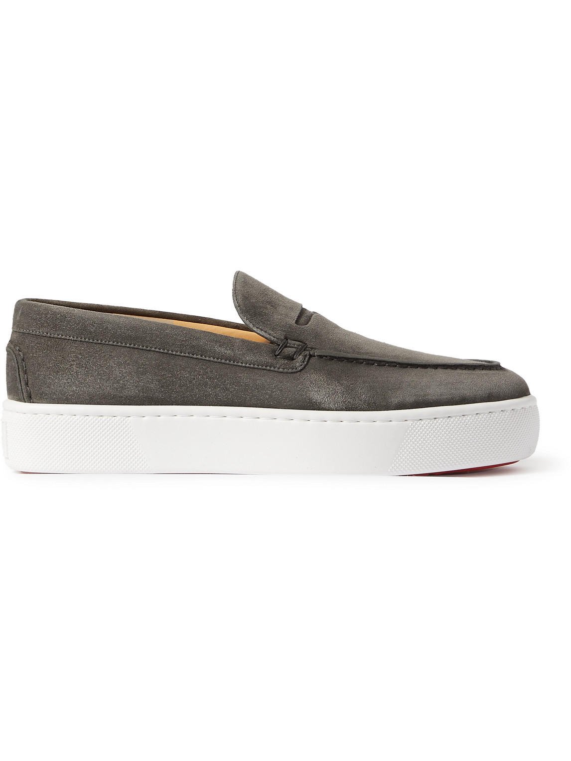 CHRISTIAN LOUBOUTIN PAQUEBOAT SUEDE PENNY LOAFERS