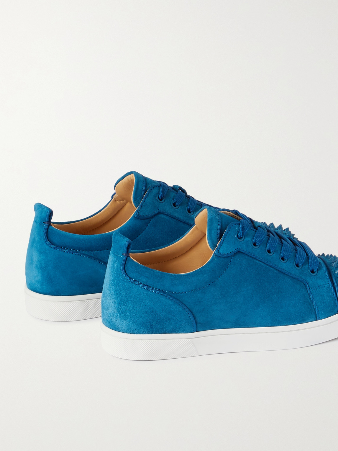 Shop Christian Louboutin Louis Junior Spikes Cap-toe Suede Sneakers In Blue
