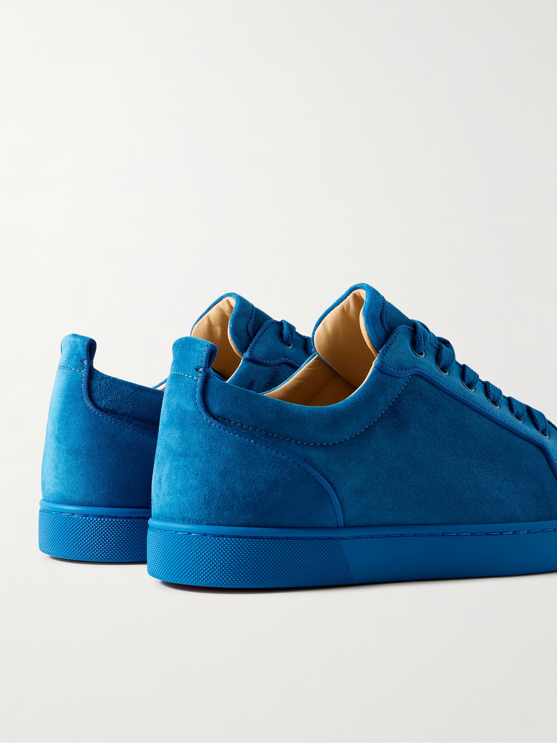Christian Louboutin Louis Junior Spikes Cap-toe Suede Sneakers In Blue
