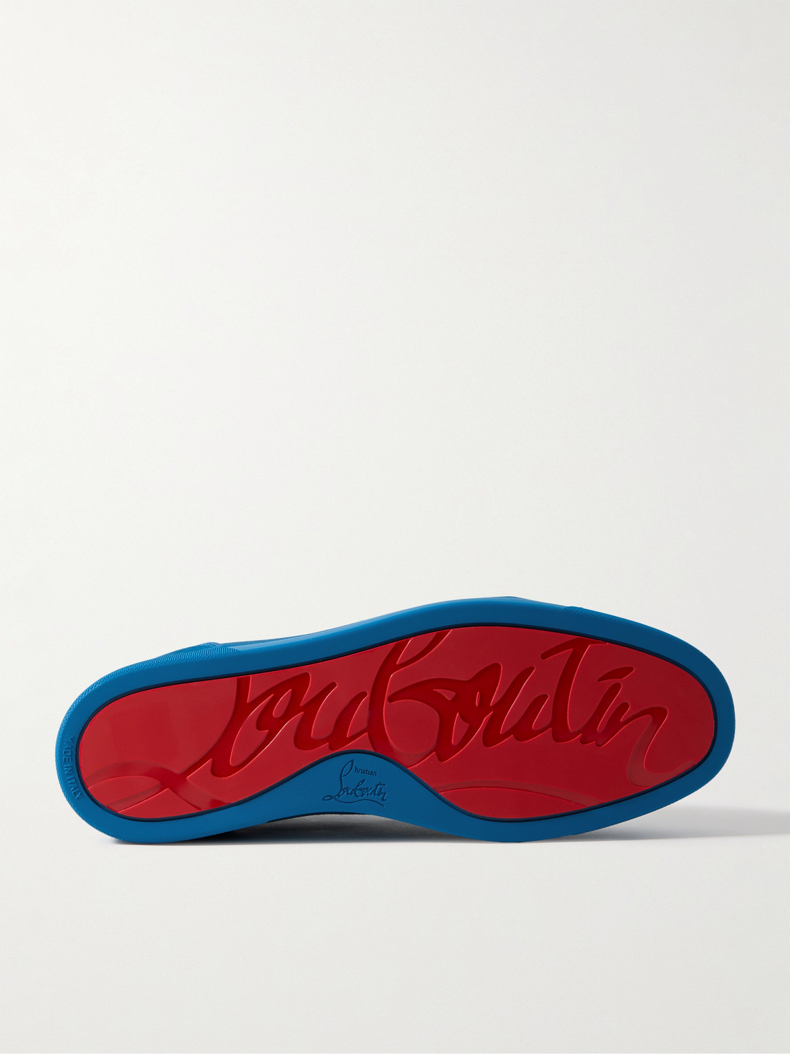 Shop Christian Louboutin Louis Junior Spikes Cap-toe Suede Sneakers In Blue