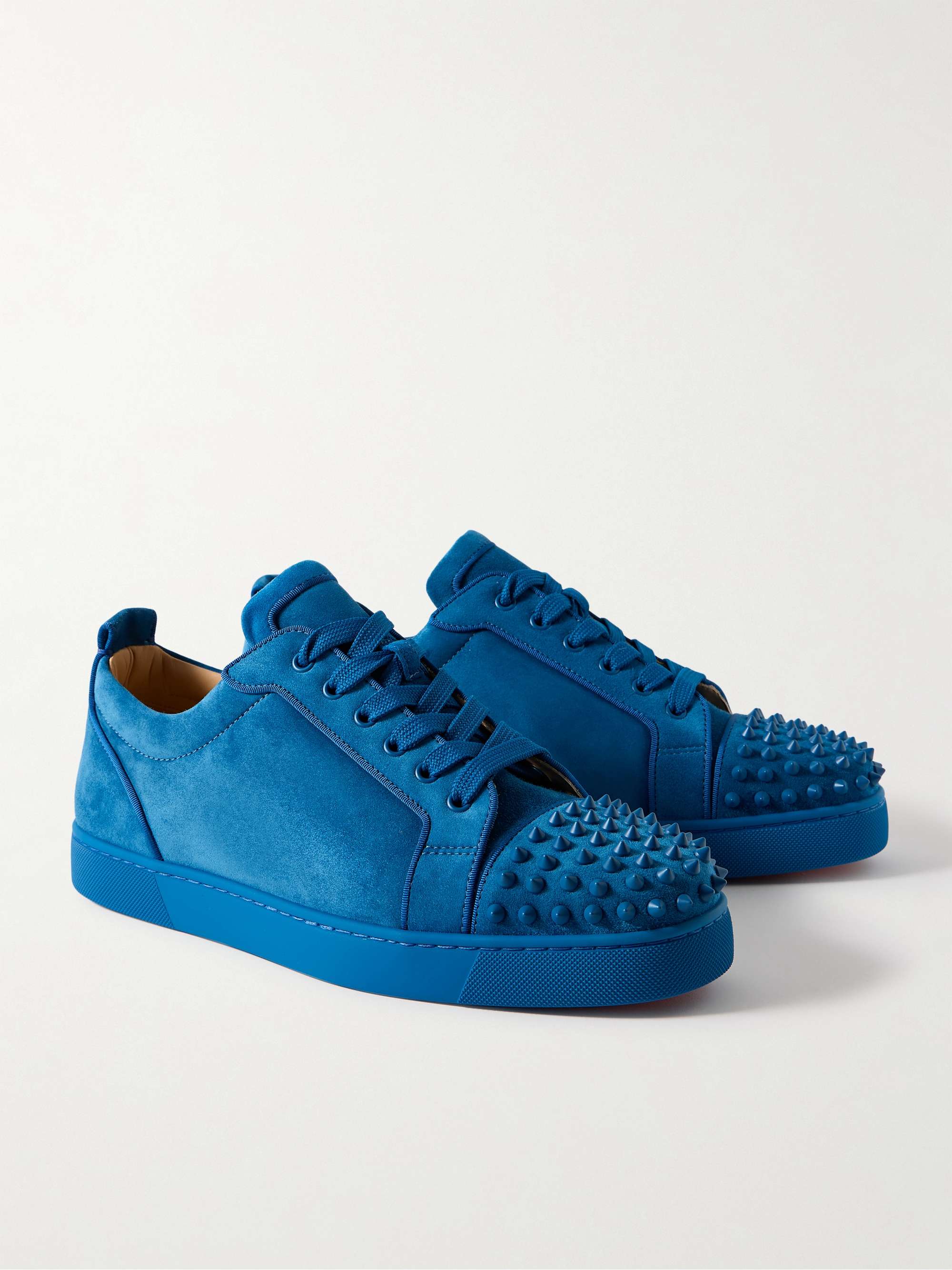 CHRISTIAN LOUBOUTIN Louis Junior Spikes Cap-Toe Suede Sneakers