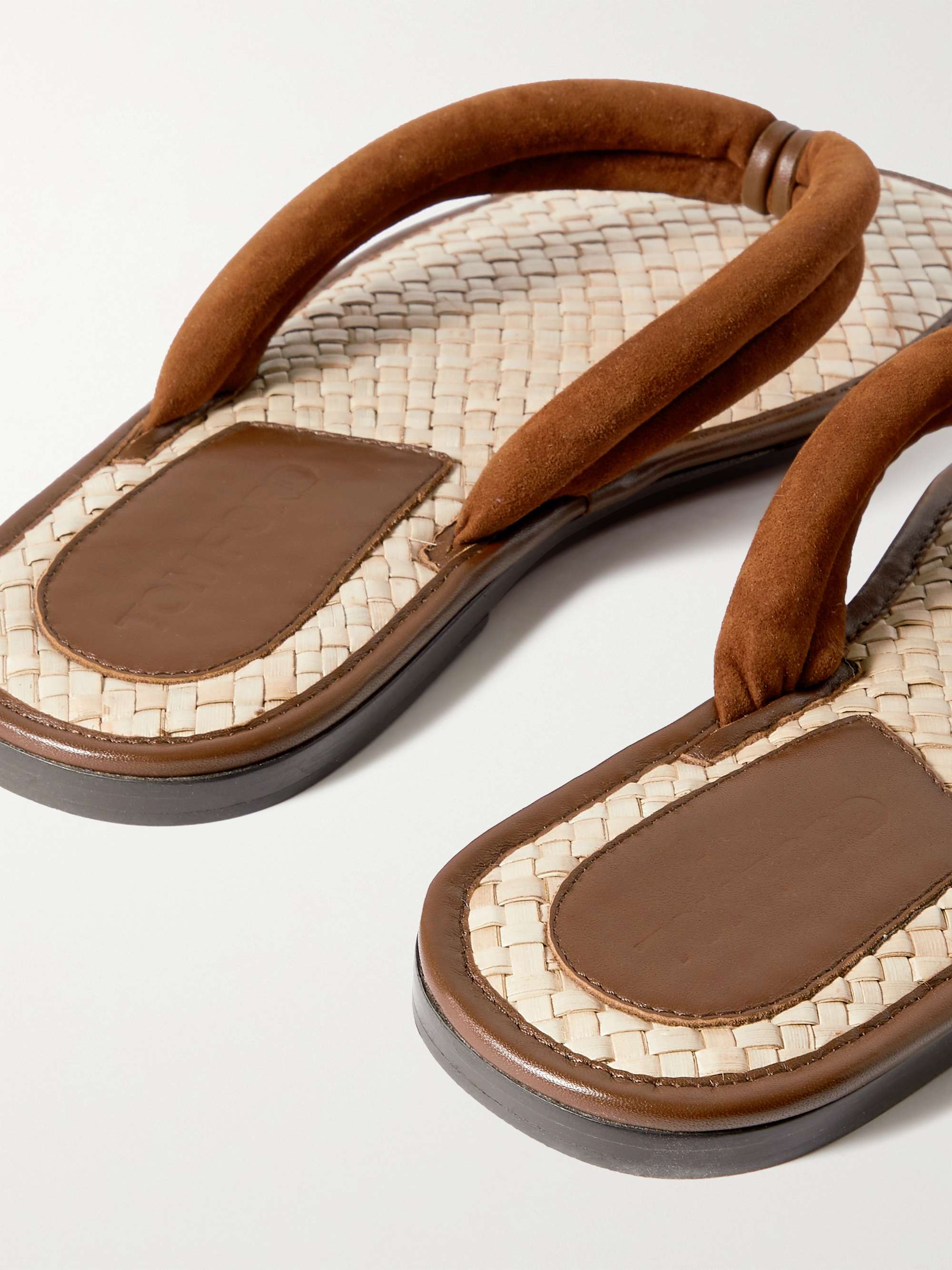 TOM FORD Brighton Suede and Raffia Sandals