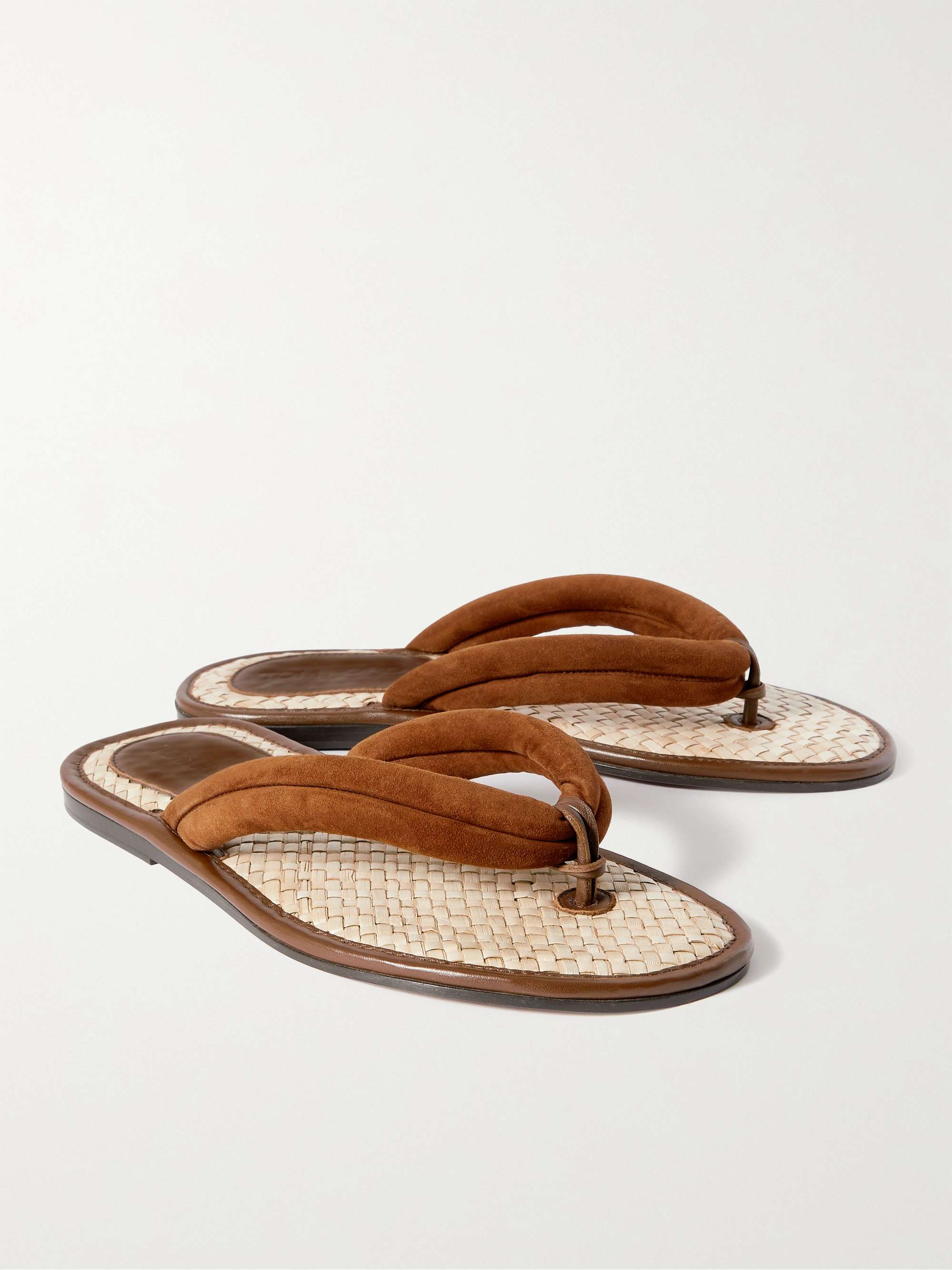 TOM FORD Brighton Suede and Raffia Sandals