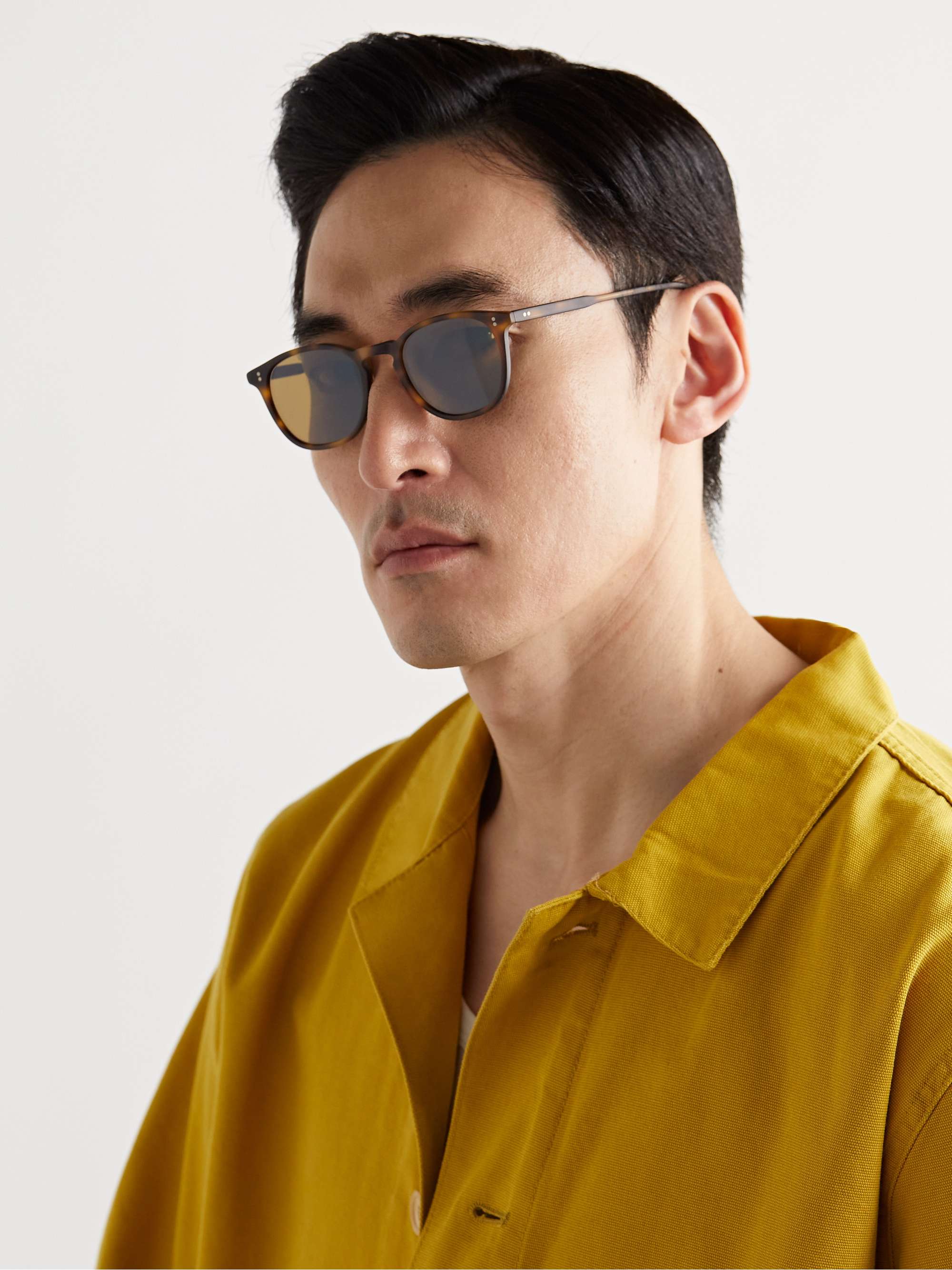 GARRETT LEIGHT CALIFORNIA OPTICAL Kinney 47 Round-Frame Tortoiseshell Matte-Acetate Sunglasses