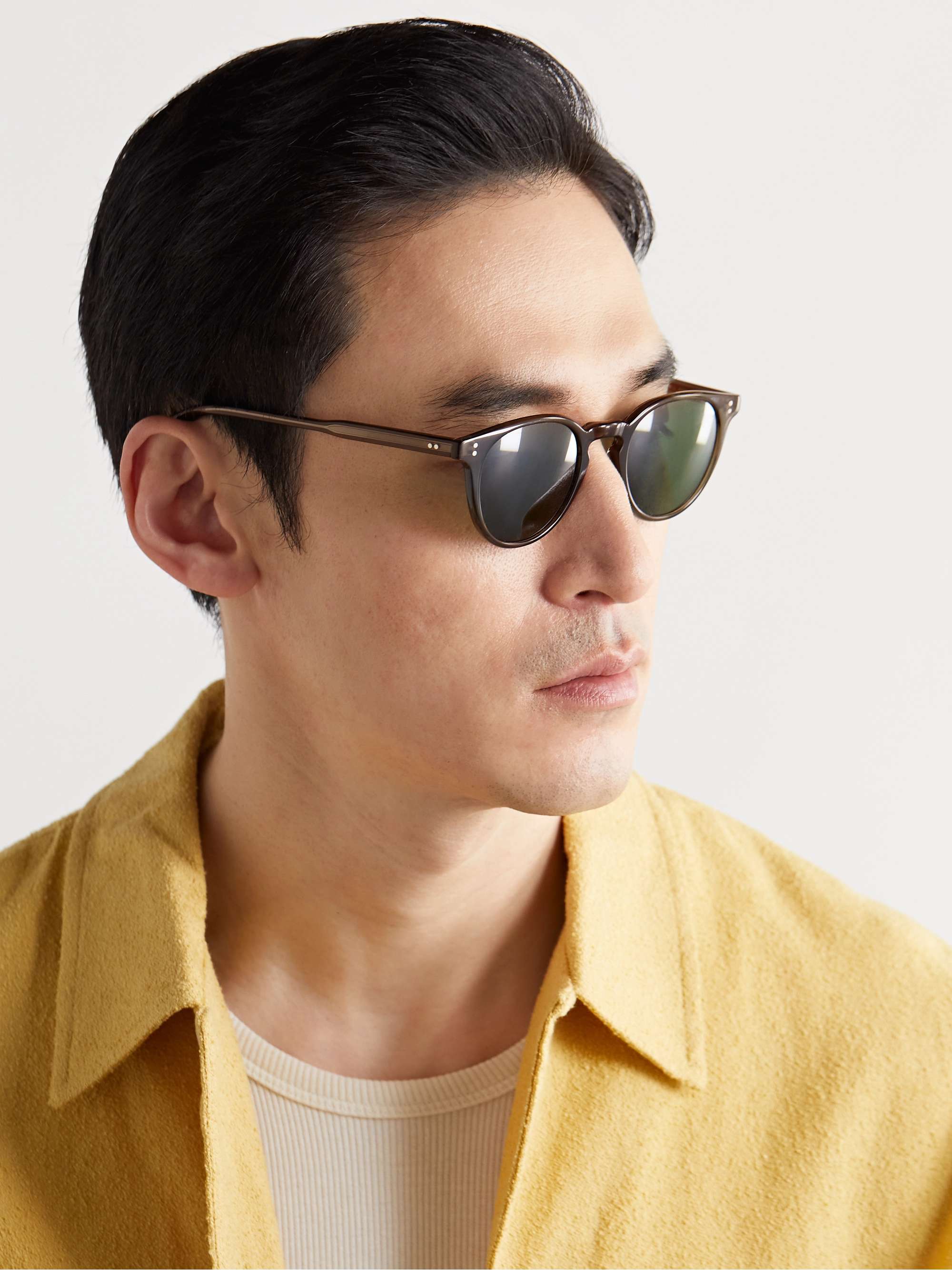 GARRETT LEIGHT CALIFORNIA OPTICAL Clement Round-Frame Tortoiseshell Acetate Sunglasses