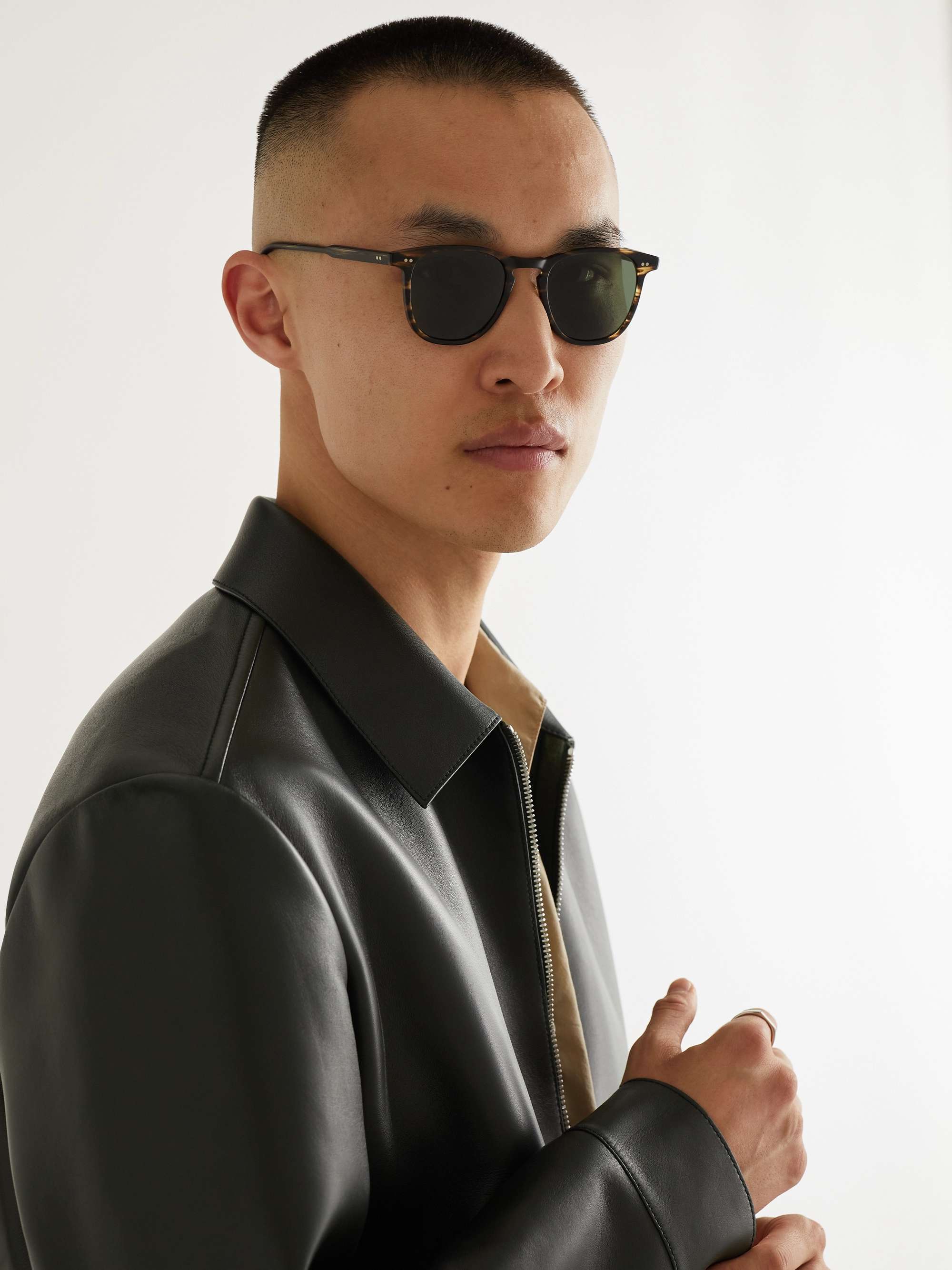 GARRETT LEIGHT CALIFORNIA OPTICAL Brooks 47 D-Frame Tortoiseshell Matte-Acetate Sunglasses