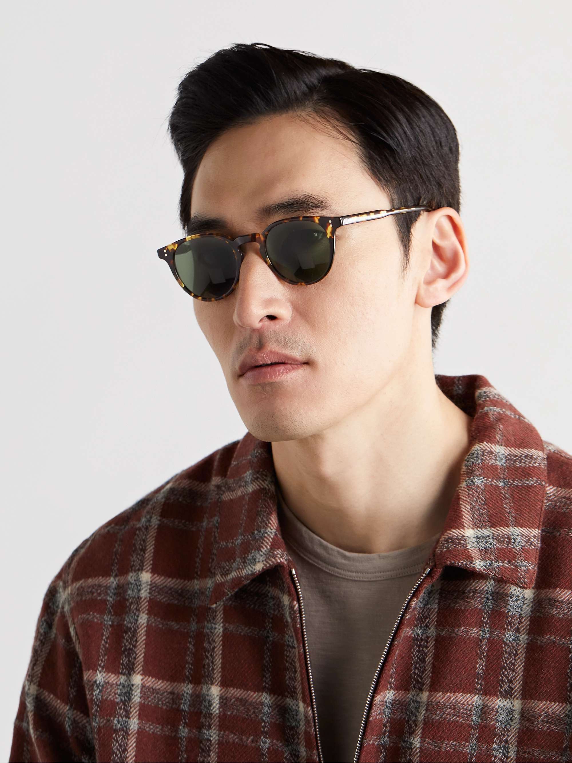 GARRETT LEIGHT CALIFORNIA OPTICAL Clement Round-Frame Tortoiseshell Acetate Sunglasses