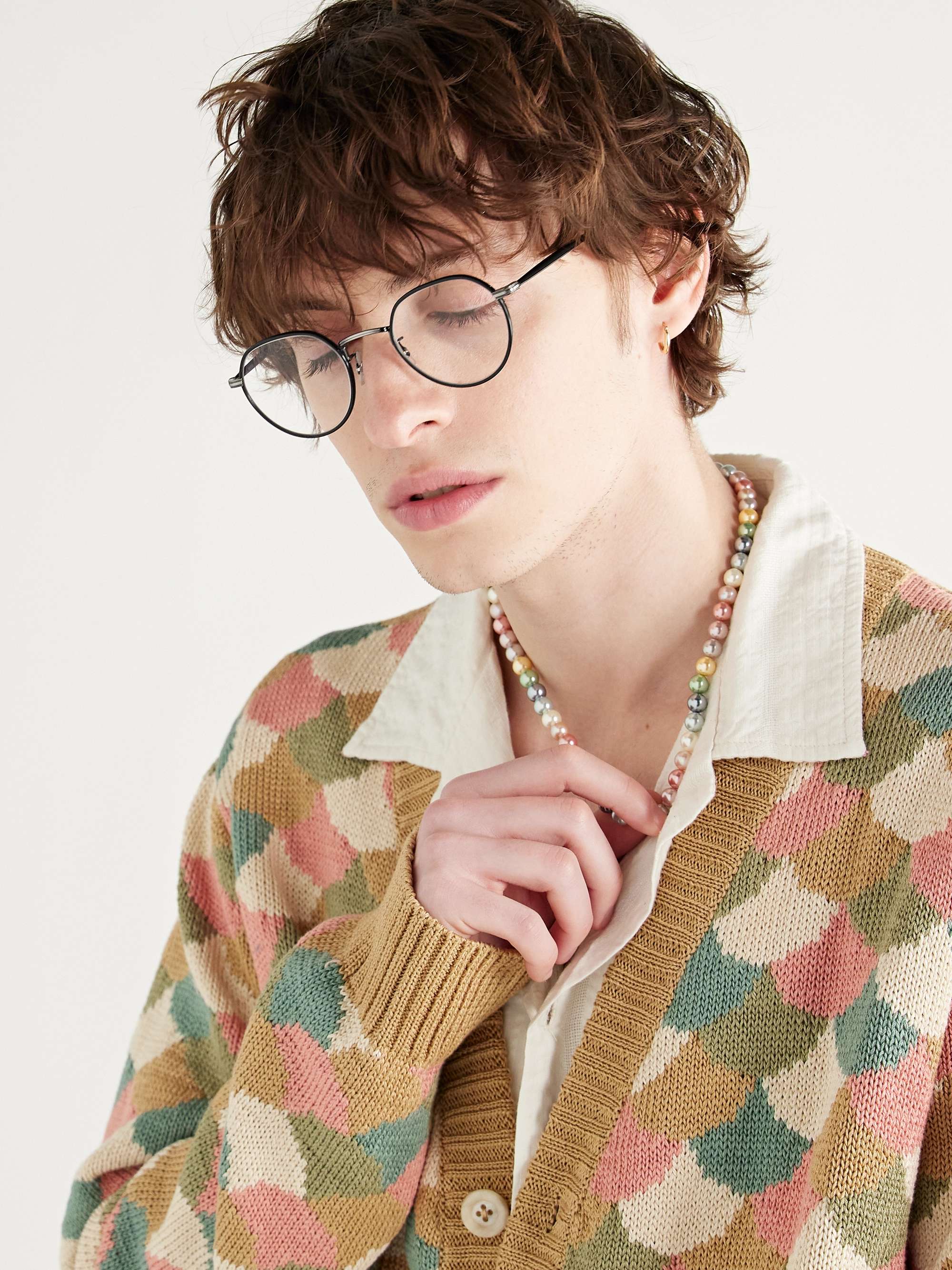 GARRETT LEIGHT CALIFORNIA OPTICAL Robson W Round-Frame Stainless Steel and Acetate Optical Glasses