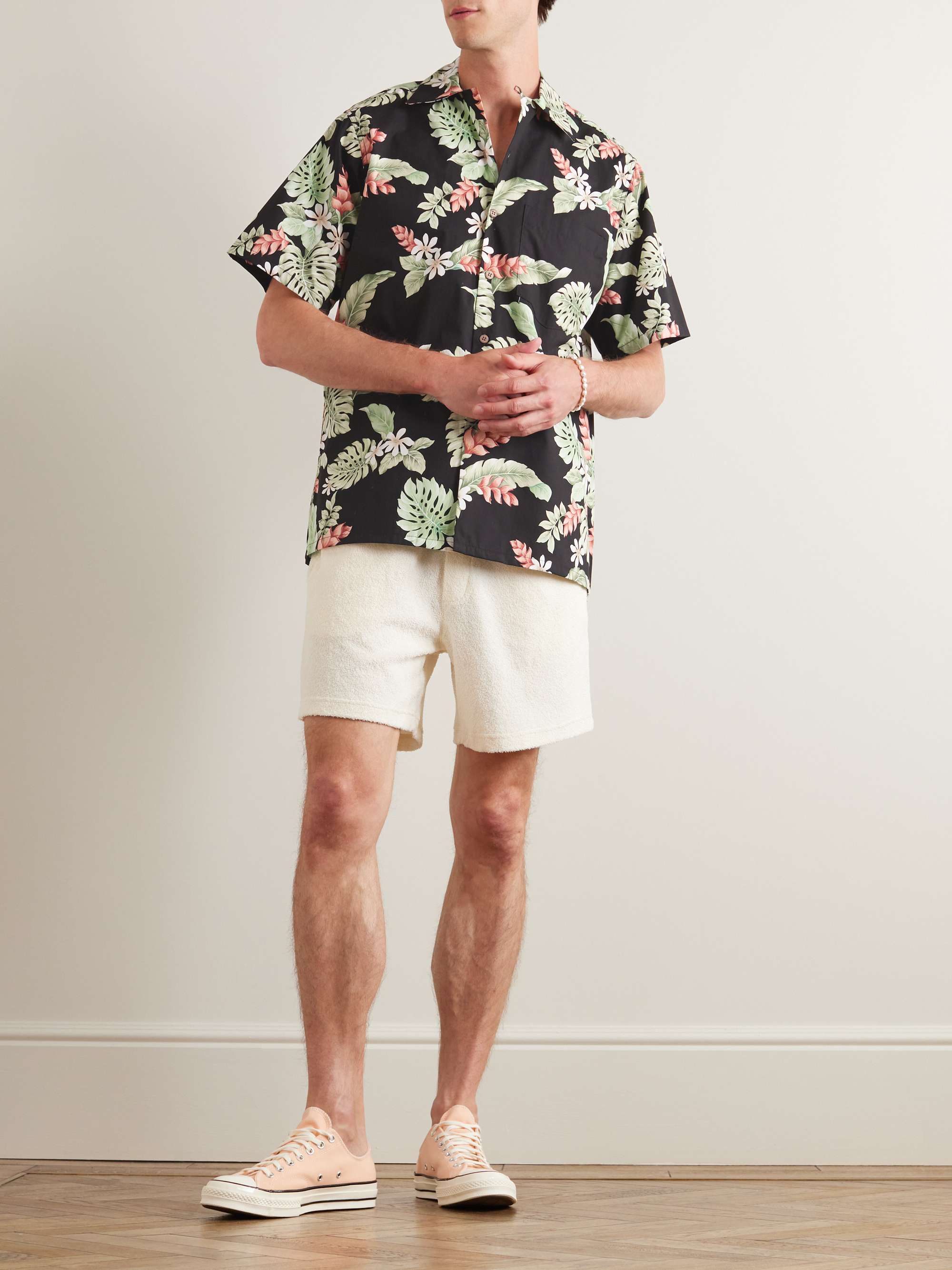 GO BAREFOOT Tiare Garden Camp-Collar Printed Cotton Shirt for Men | MR ...