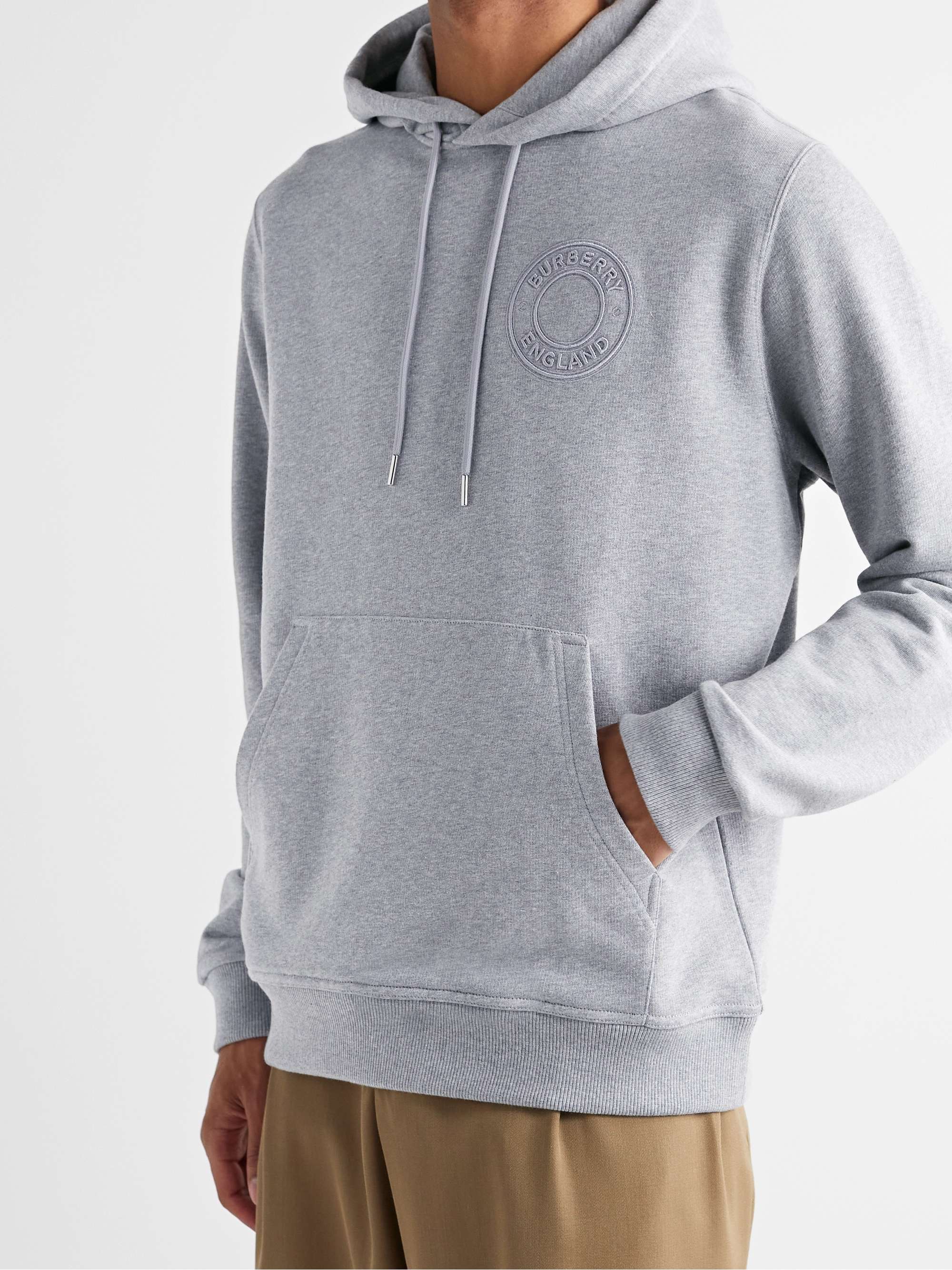 BURBERRY Logo-Embroidered Cotton-Jersey Hoodie