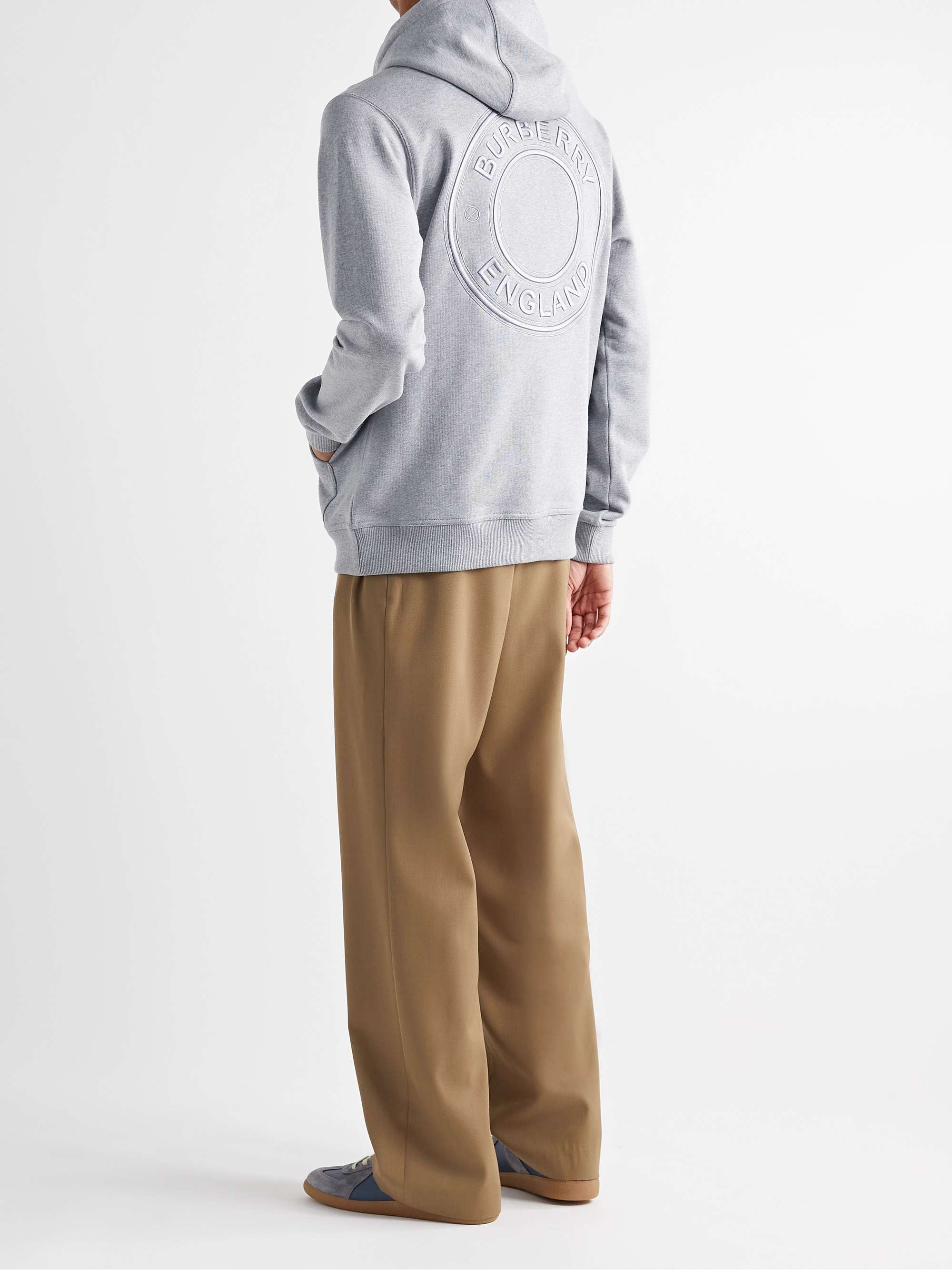 BURBERRY Logo-Embroidered Cotton-Jersey Hoodie