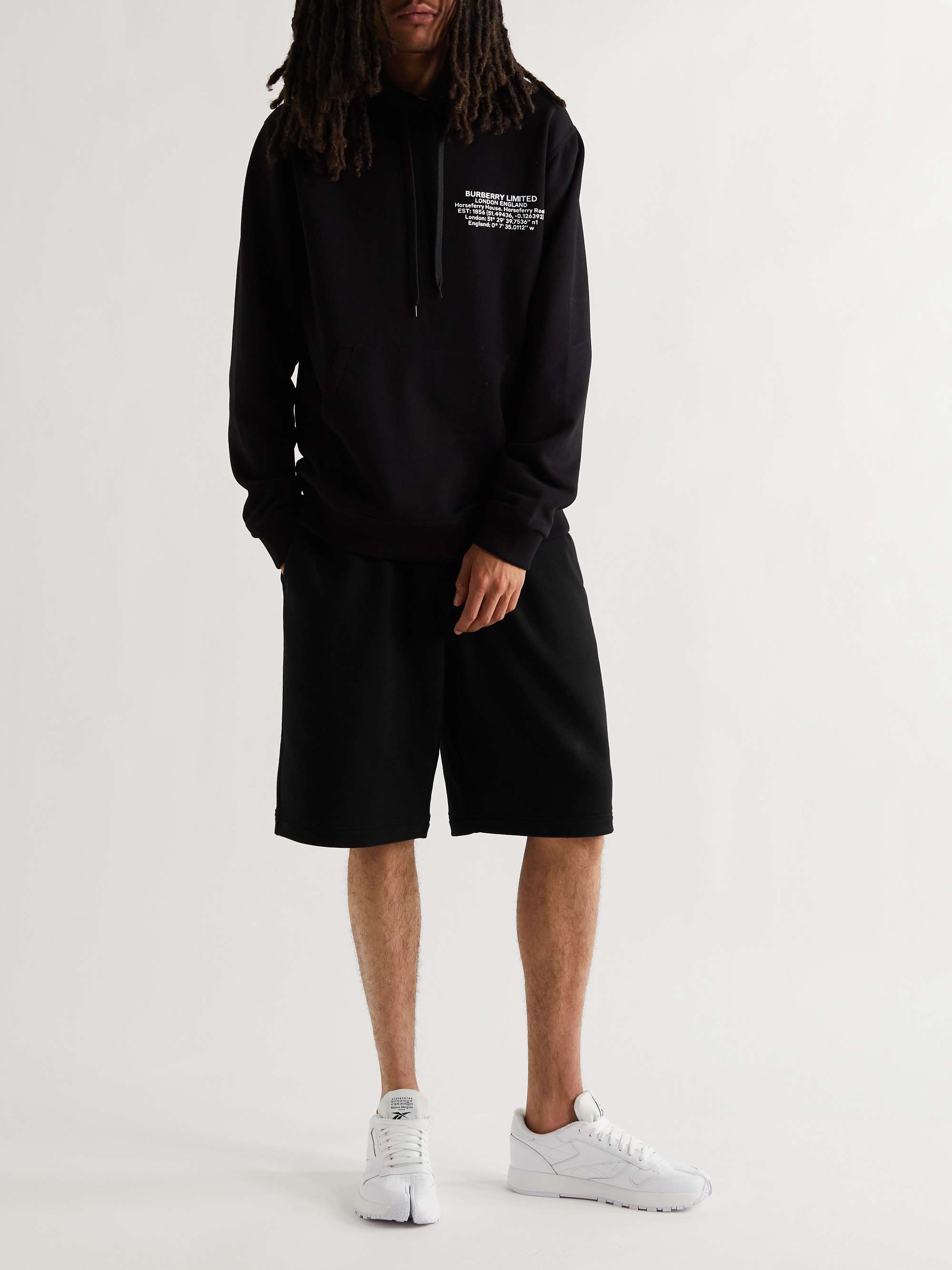 BURBERRY Wide-Leg Logo-Print Cotton-Jersey Shorts
