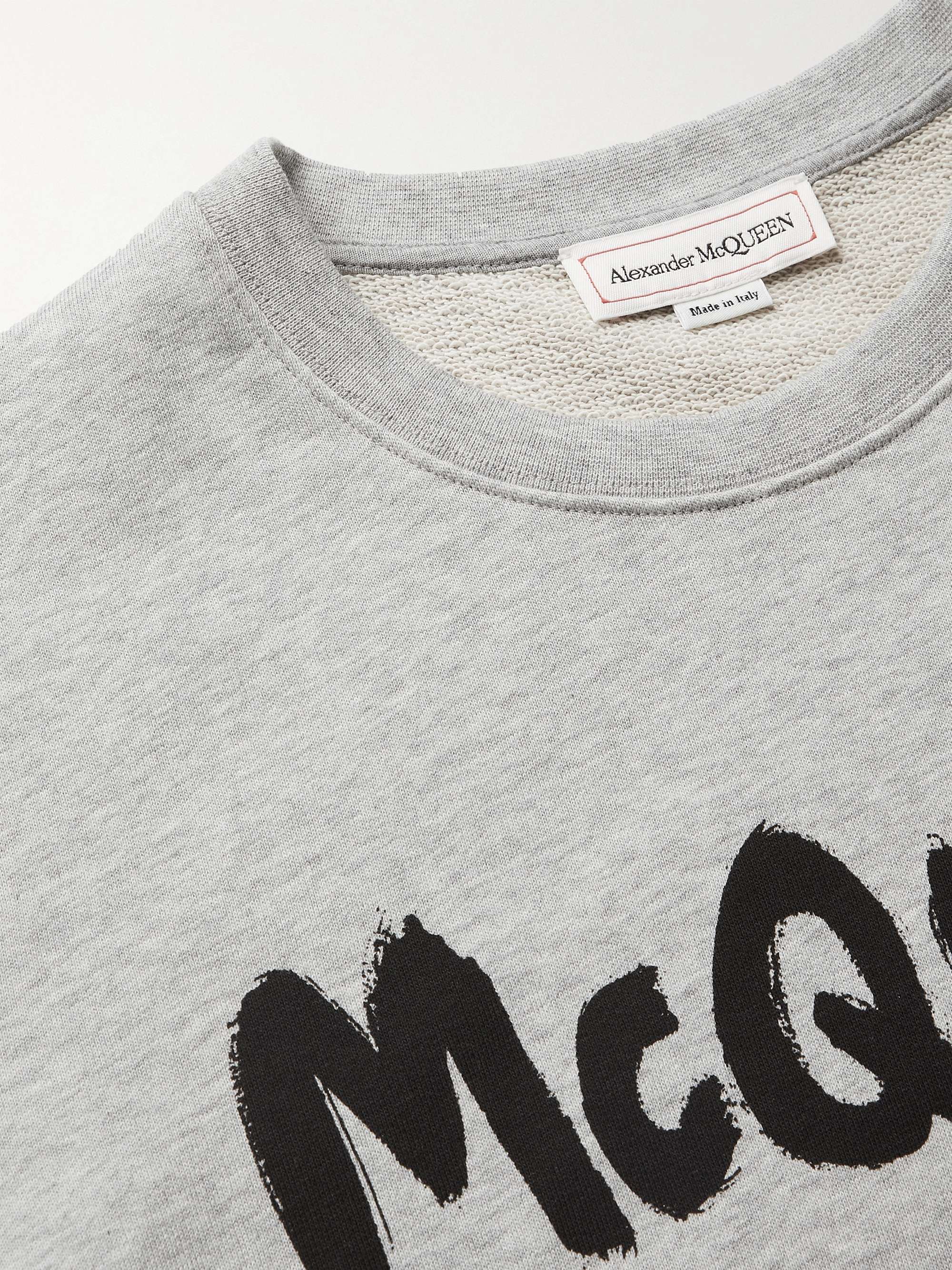 ALEXANDER MCQUEEN Logo-Print Mélange Loopback Cotton-Jersey Sweatshirt