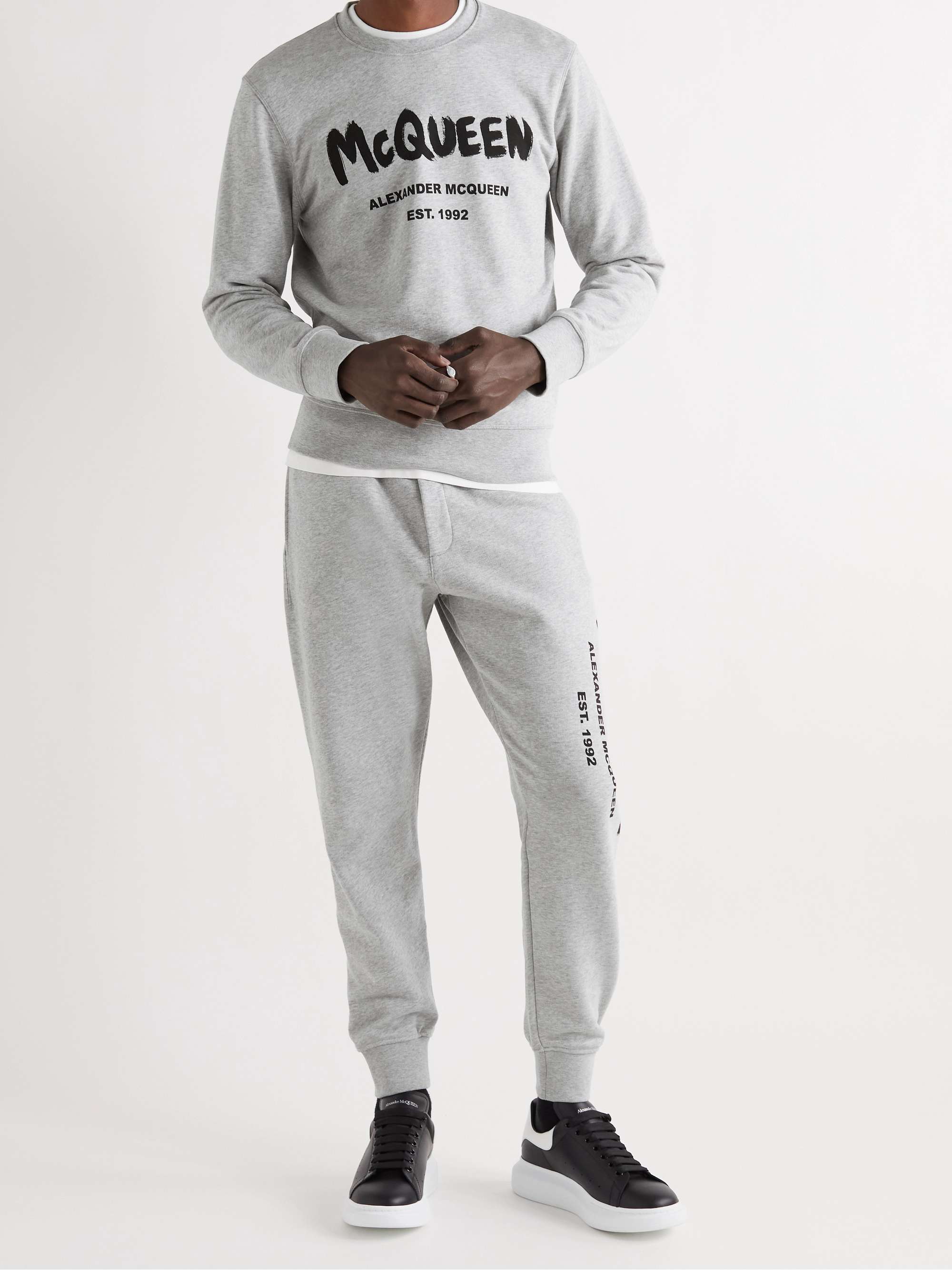 ALEXANDER MCQUEEN Logo-Print Mélange Loopback Cotton-Jersey Sweatshirt