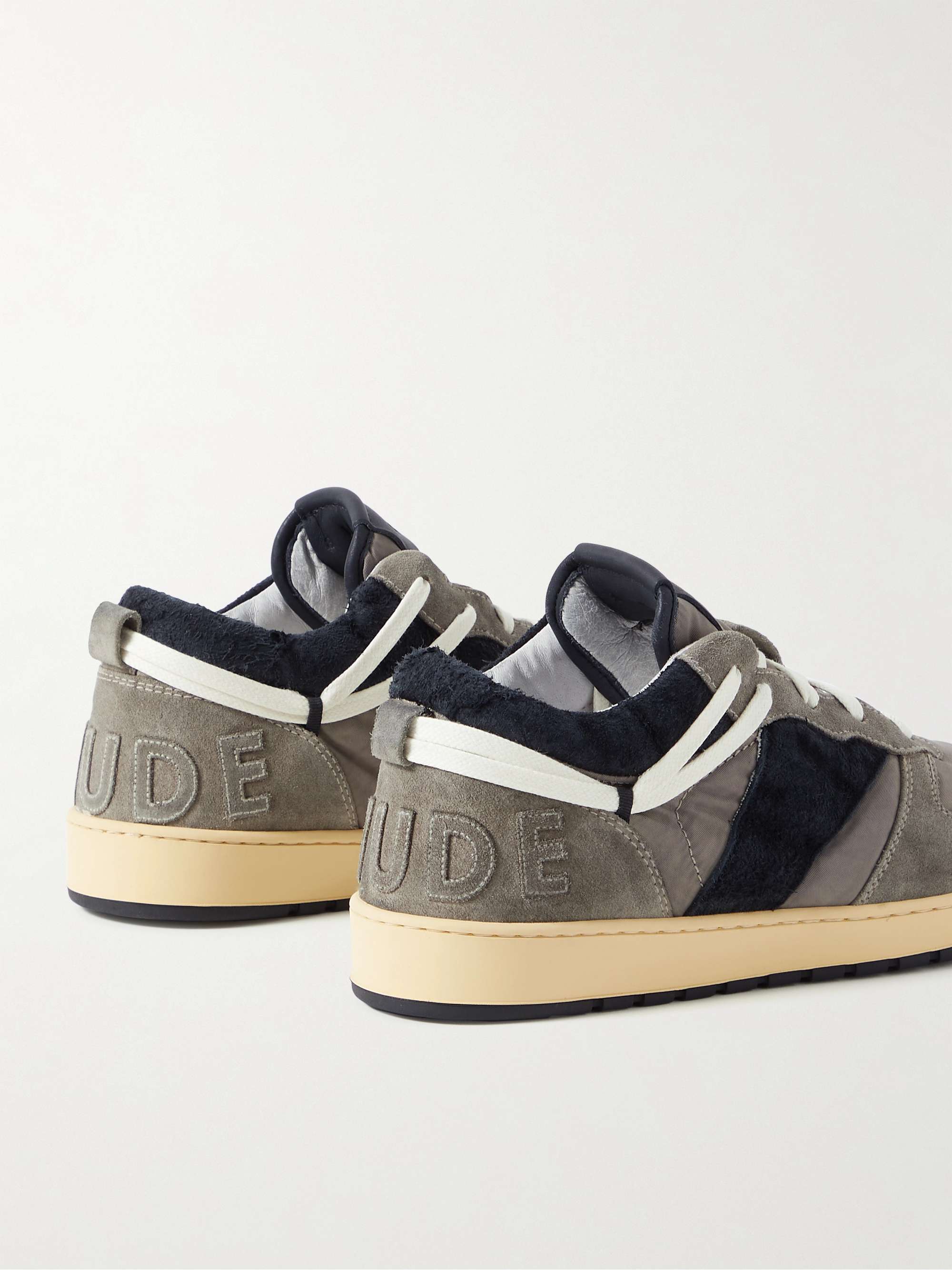 RHUDE Rhecess Logo-Appliquéd Suede and Twill Sneakers