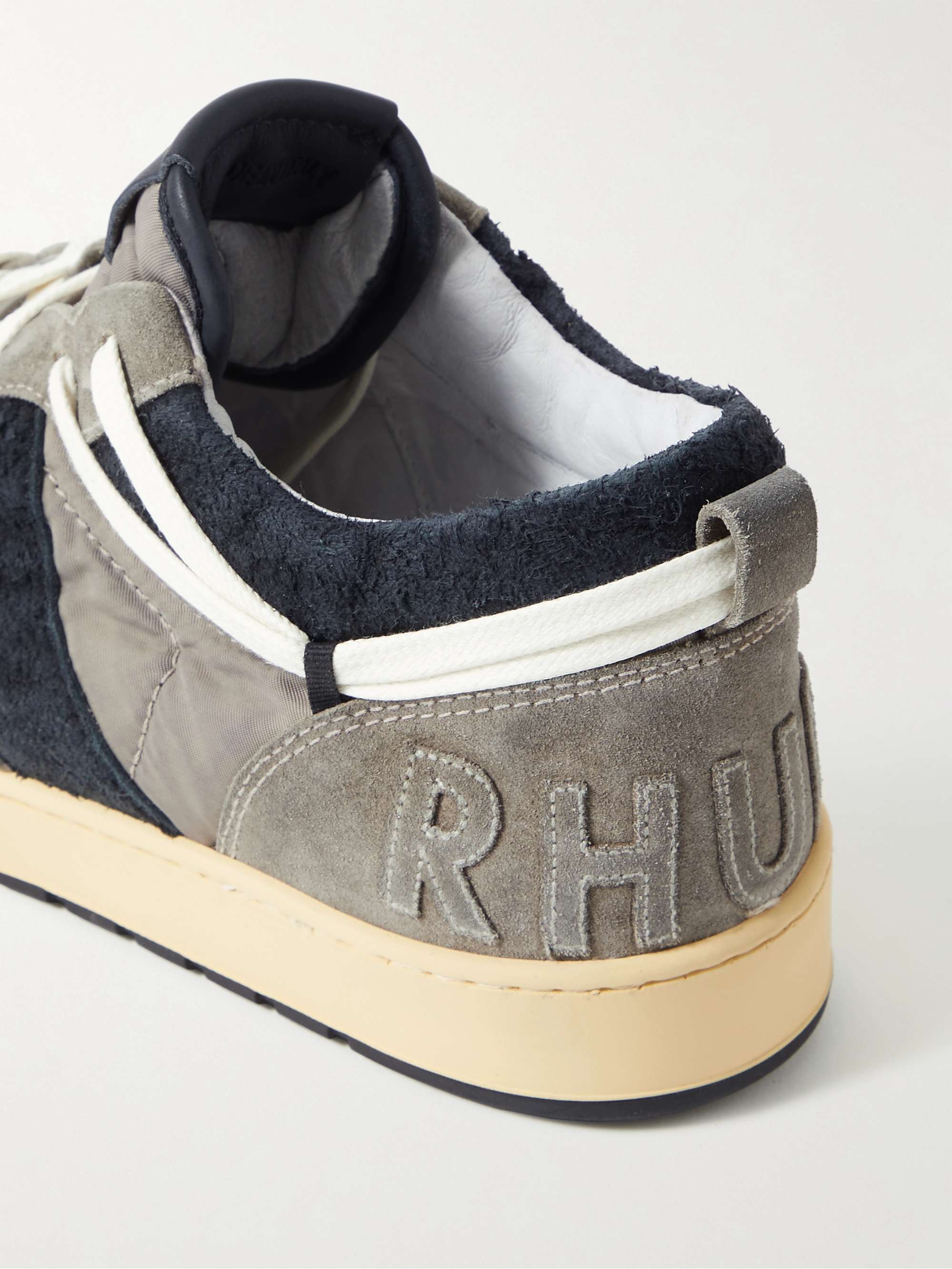 RHUDE Rhecess Logo-Appliquéd Suede and Twill Sneakers