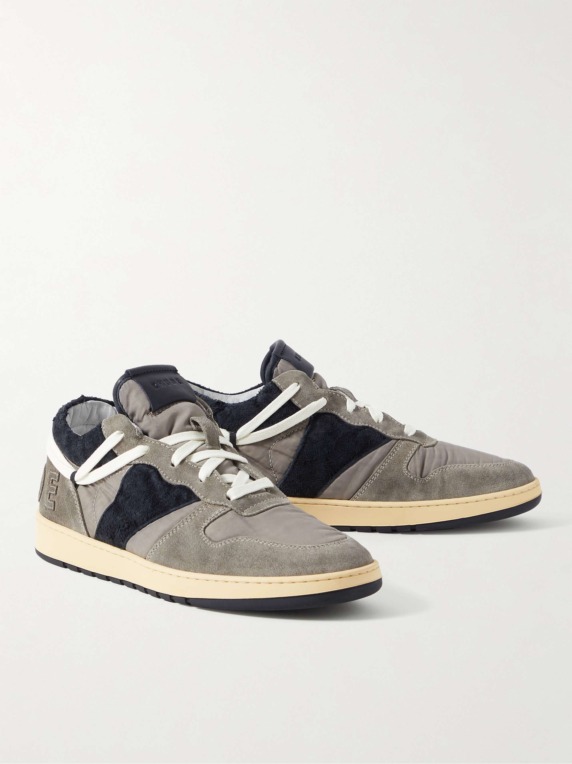 RHUDE Rhecess Logo-Appliquéd Suede and Twill Sneakers