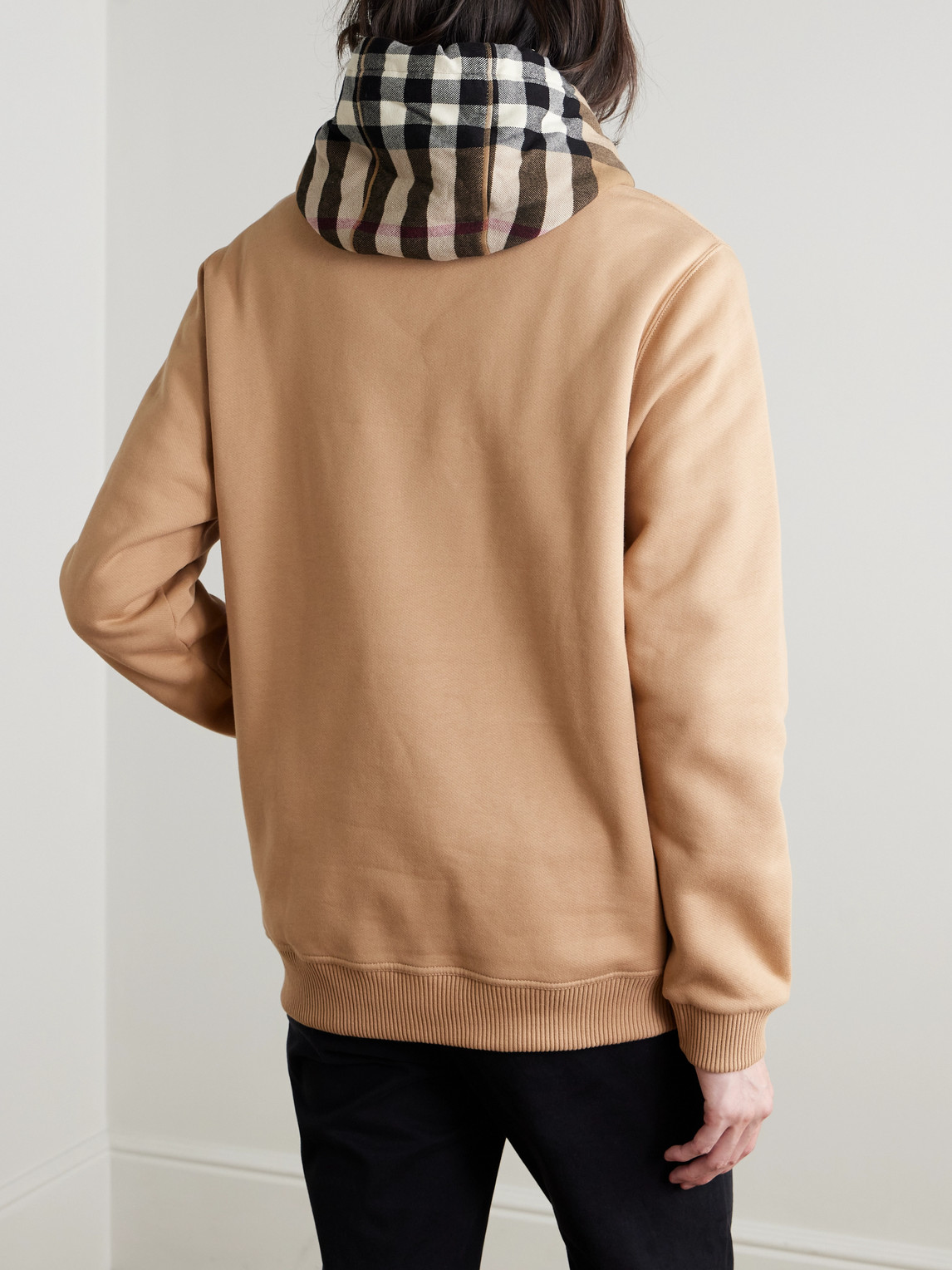  Burberry - Checked Cotton-blend Jersey Hoodie - Men - Neutrals - S 