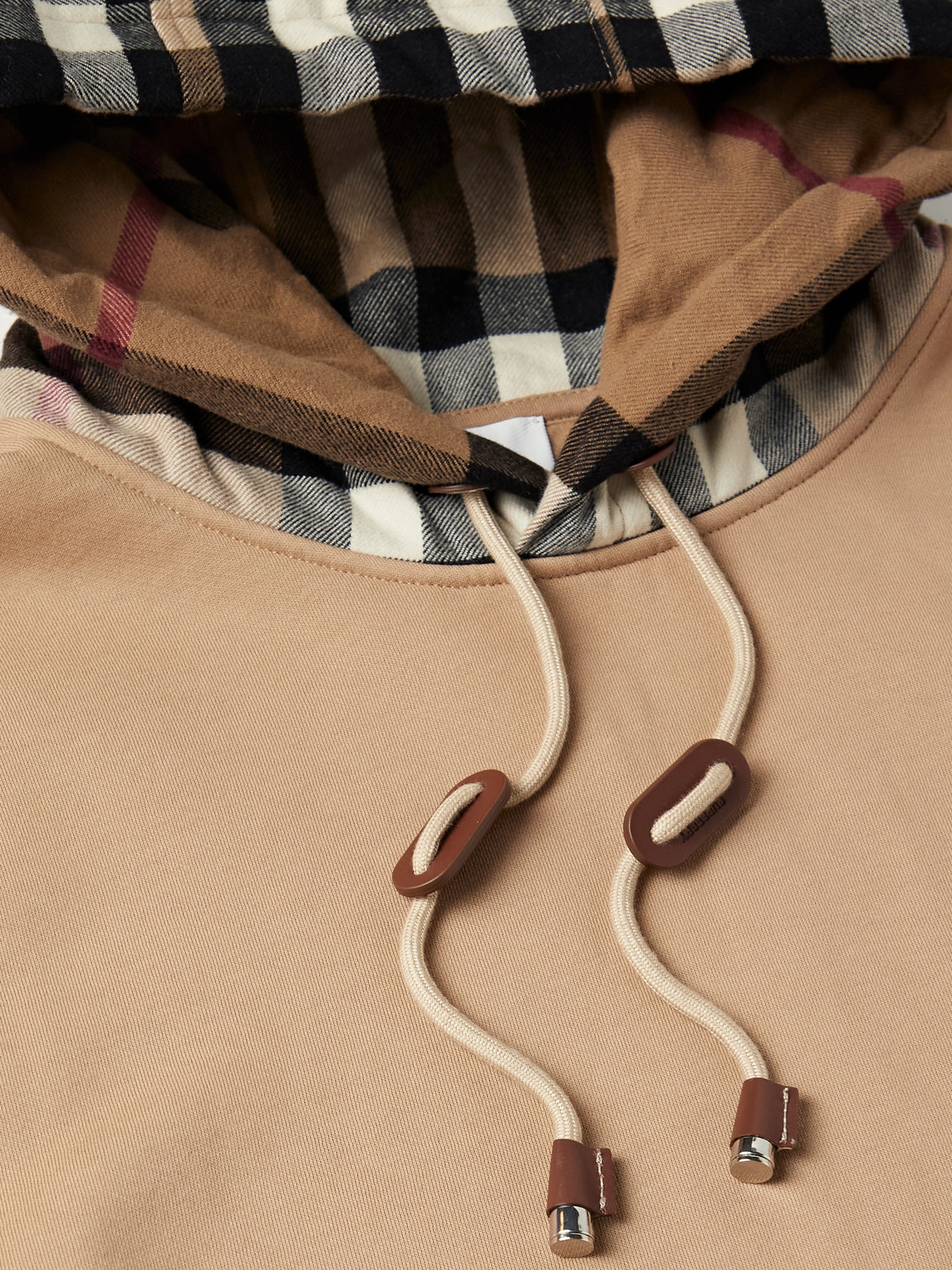 Shop Burberry Checked Cotton-blend Jersey Hoodie In Neutrals